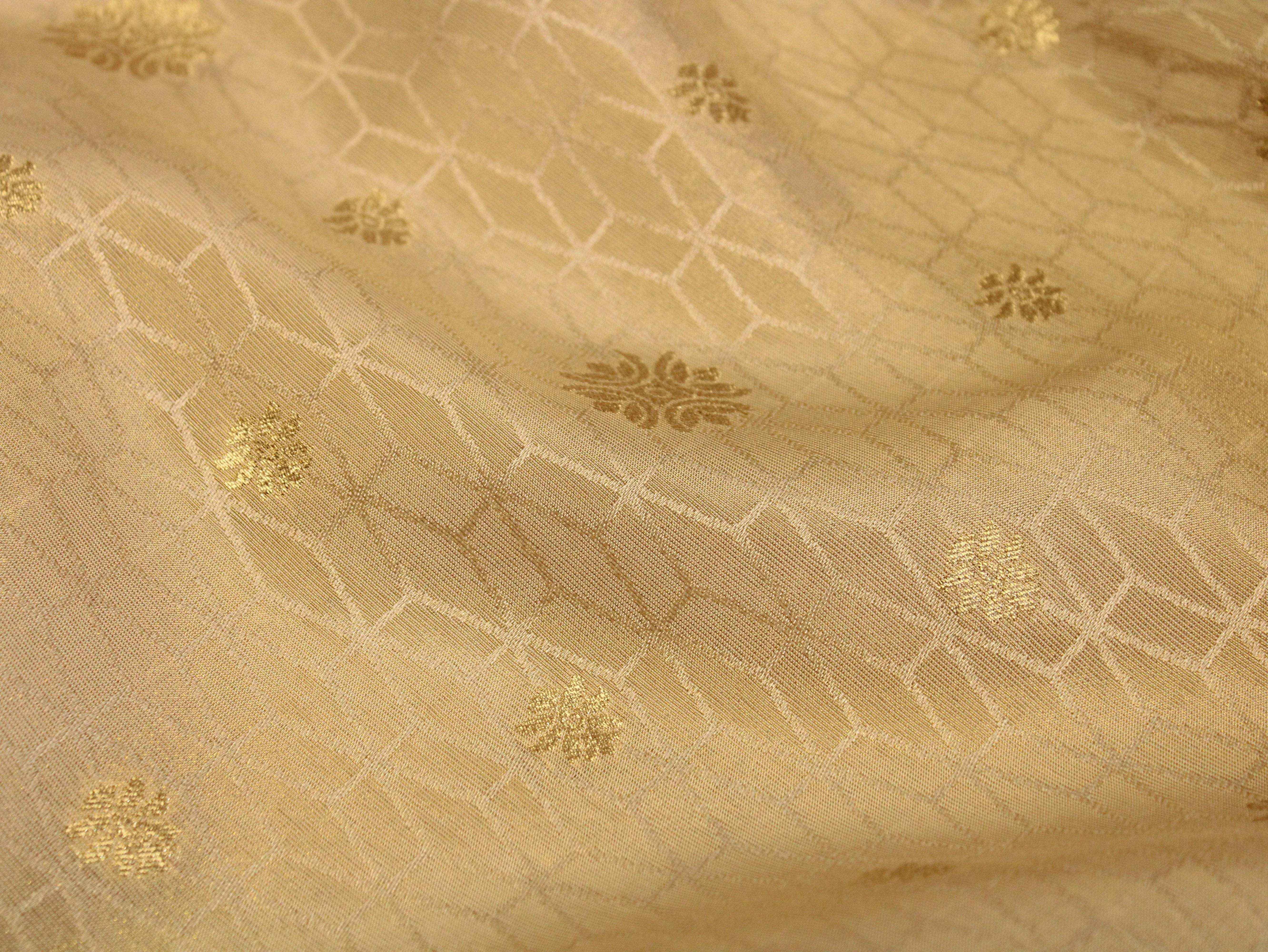 Ivory Elegance: Premium Jacquard Tissue Fabric - Dyeable