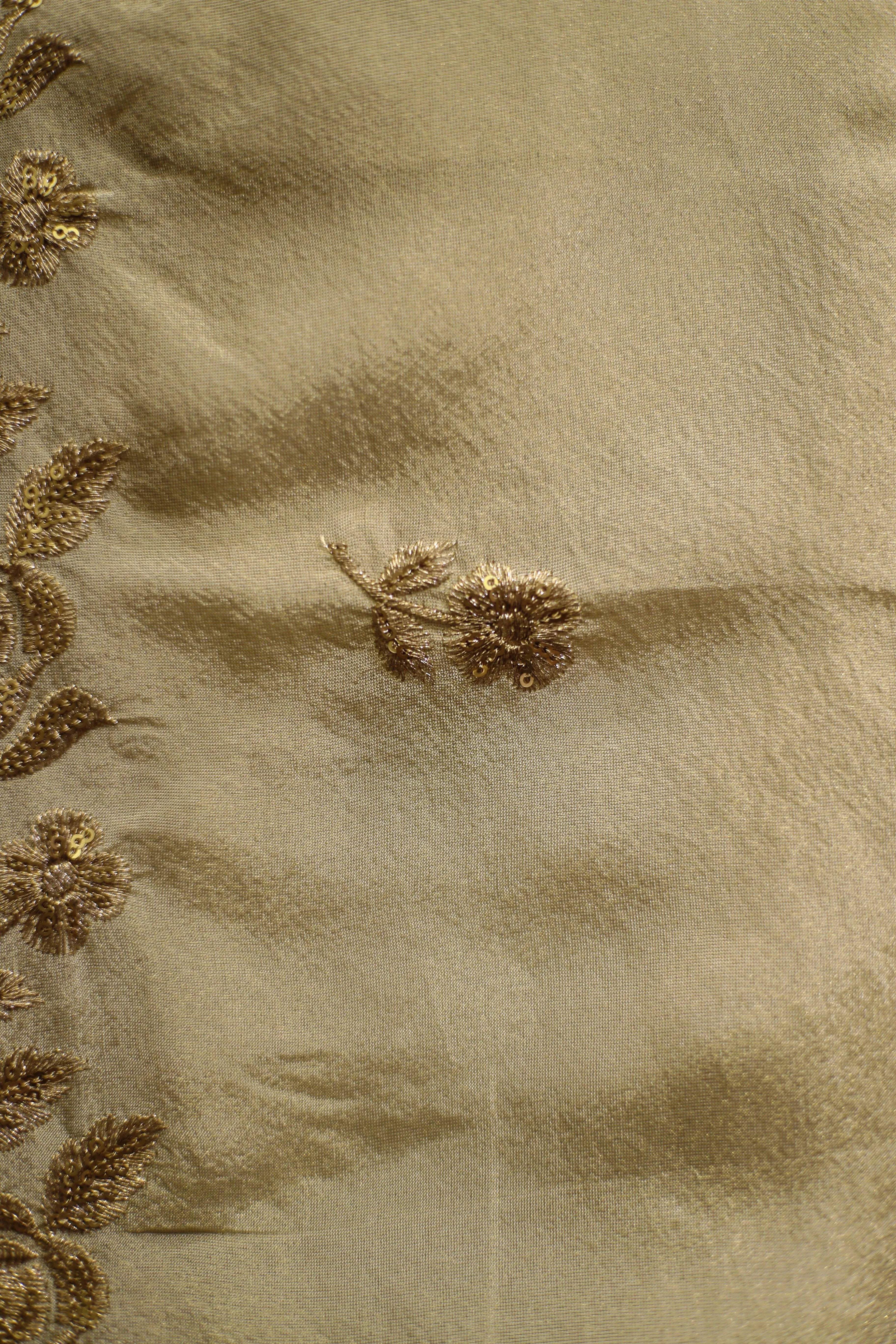 Ivory Elegance : Tissue Silk Sequin Work Dupatta/Stole - Dyeable - M'Foks
