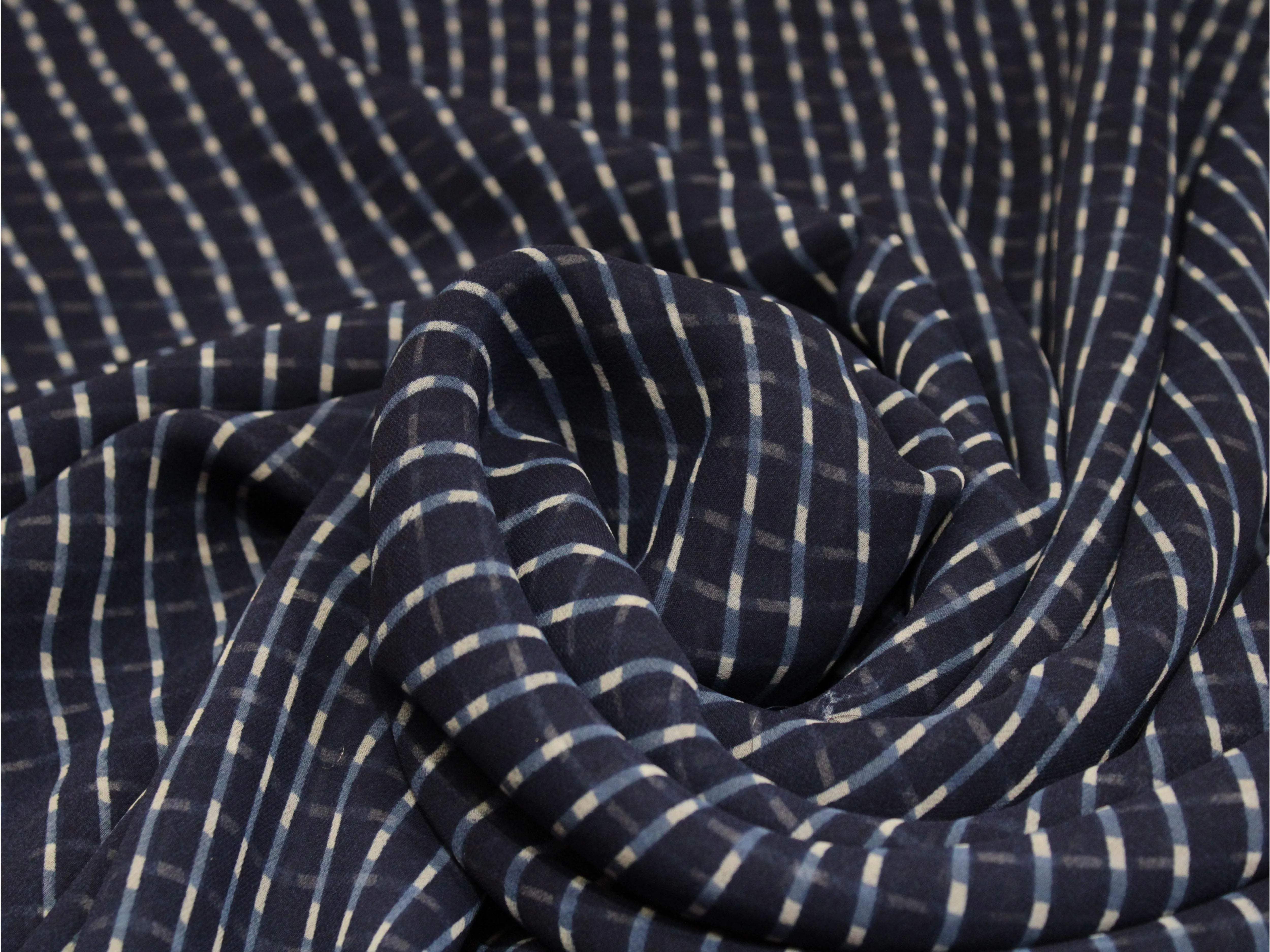 Knots: Bemberg Georgette Lehariya Fabric - Blue - M'Foks