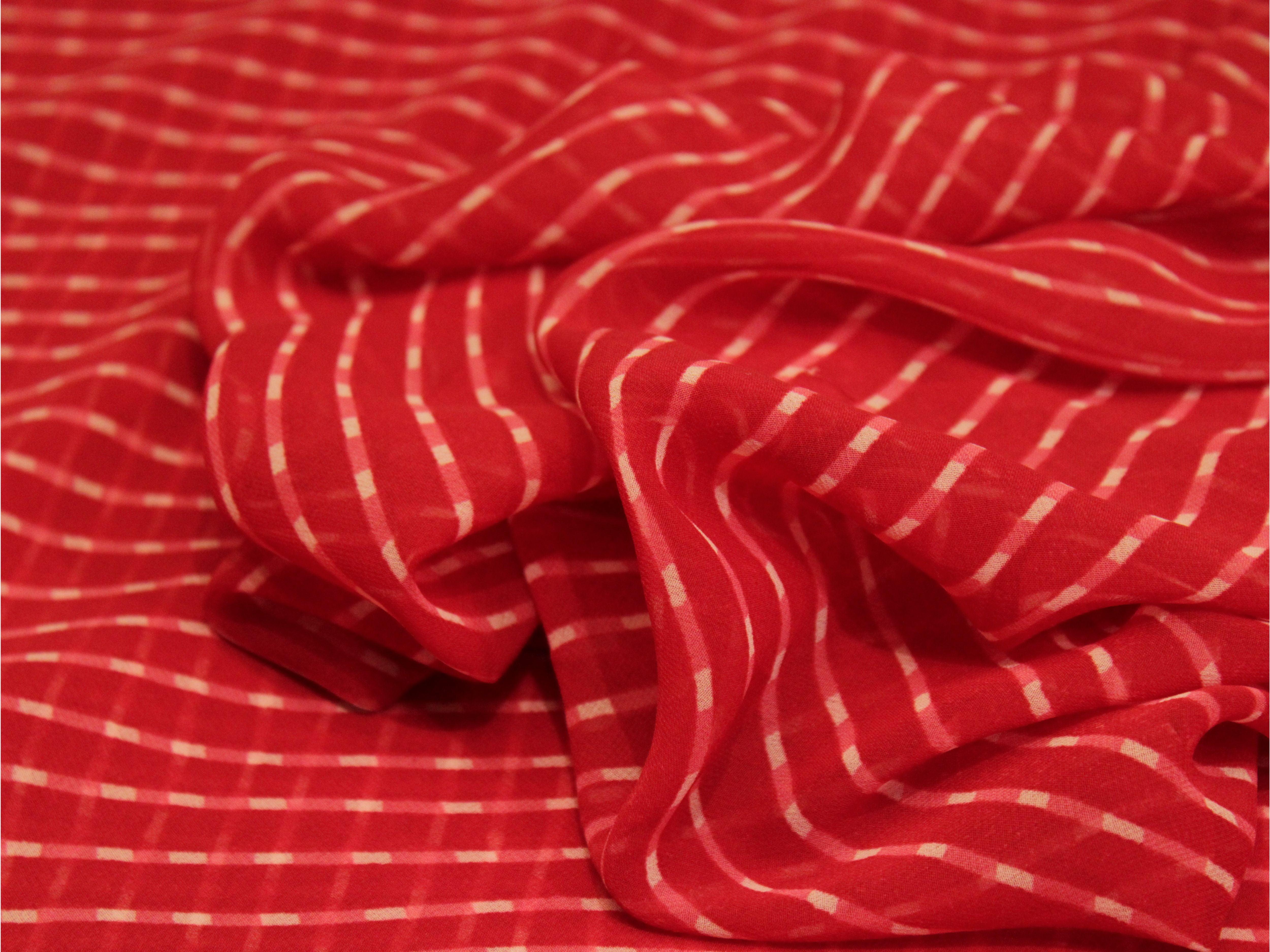Knots: Bemberg Georgette Lehariya Fabric - Cherry Red - M'Foks