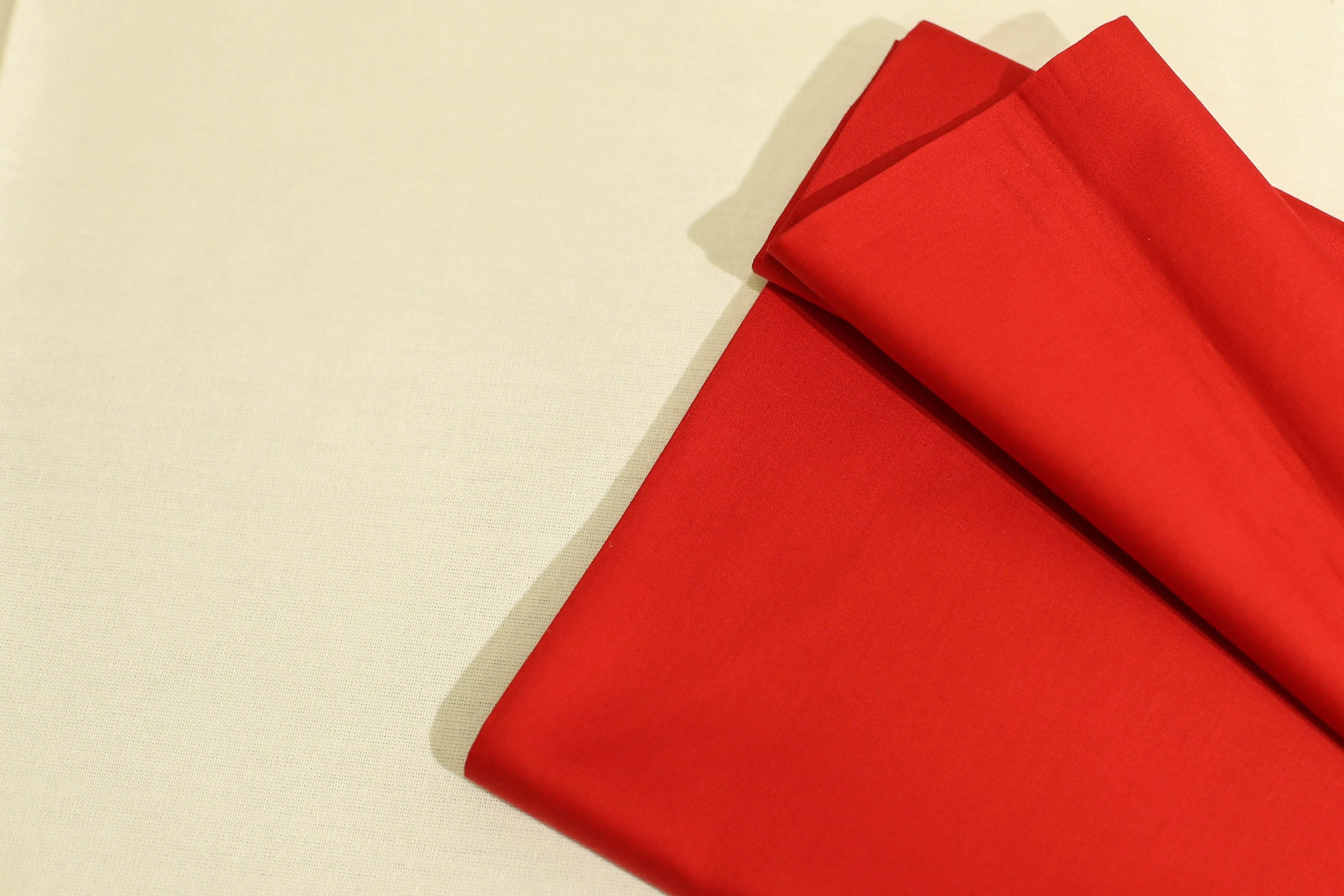 Mfoks : Everyday Plain Cotton Satin Fabric - Red - M'Foks