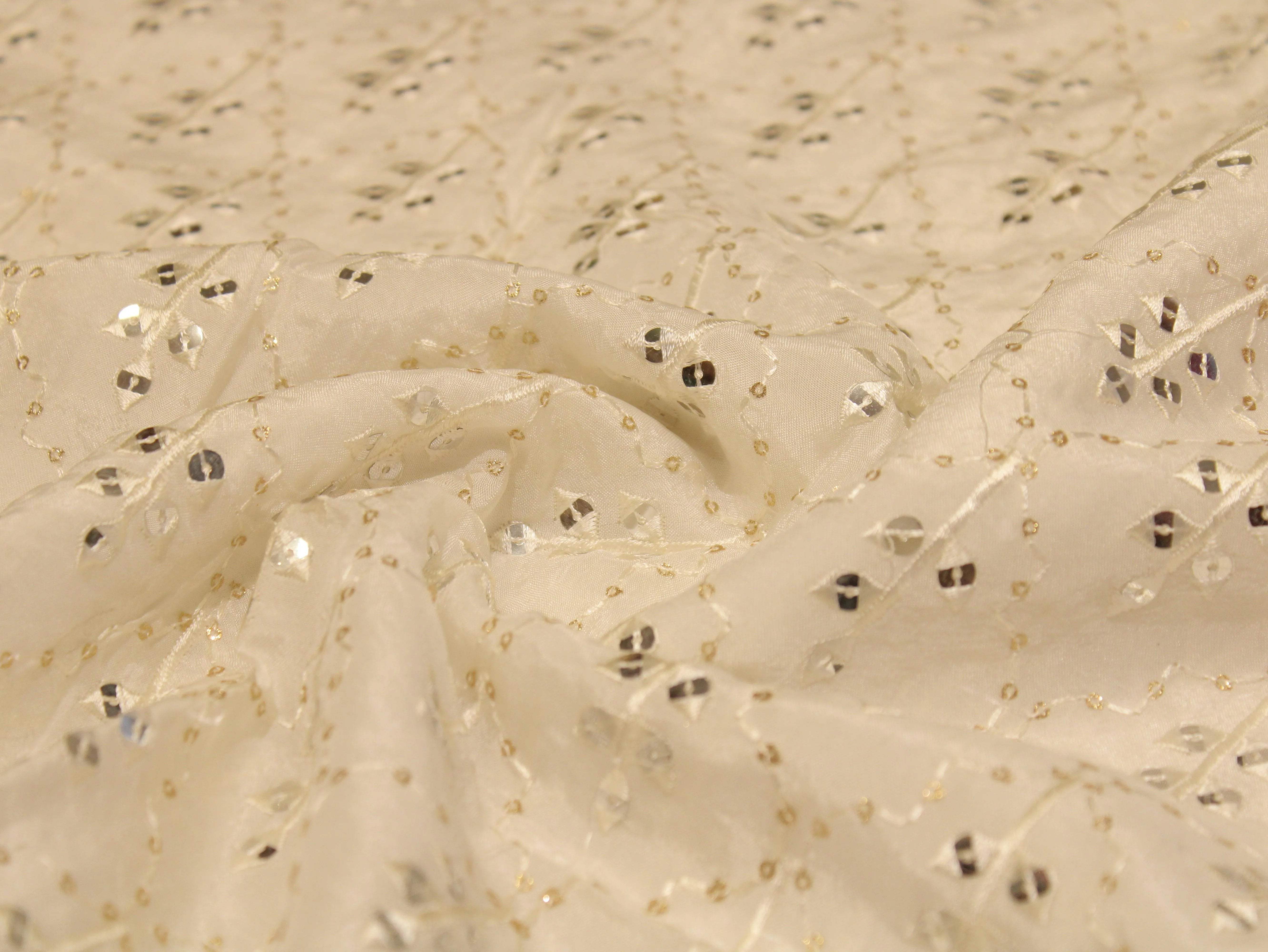 Miror Upada Work Fabric - White Dyeable - M'Foks