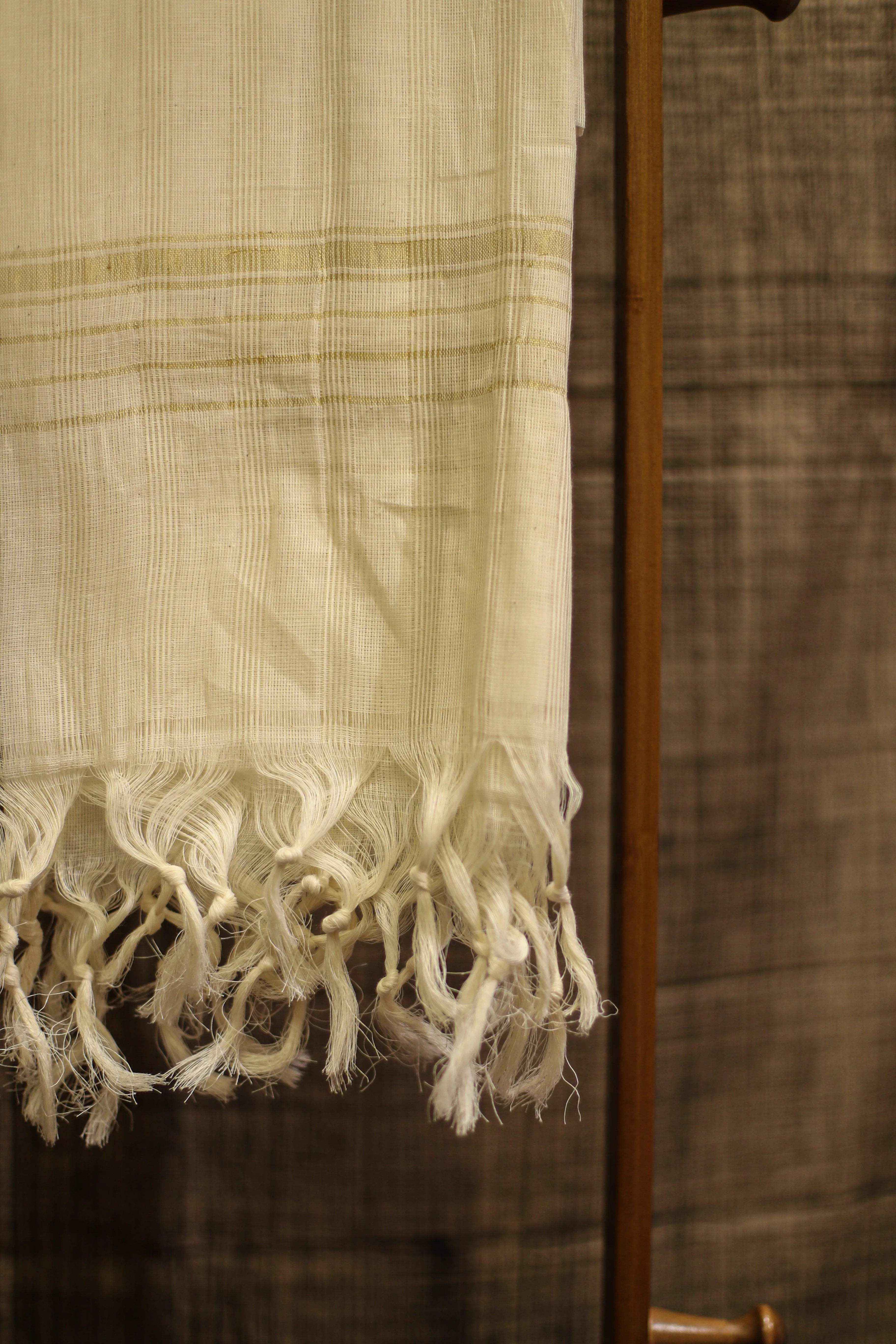 Natural Cotton Hand Woven Dupatta/Stole - Dyeable