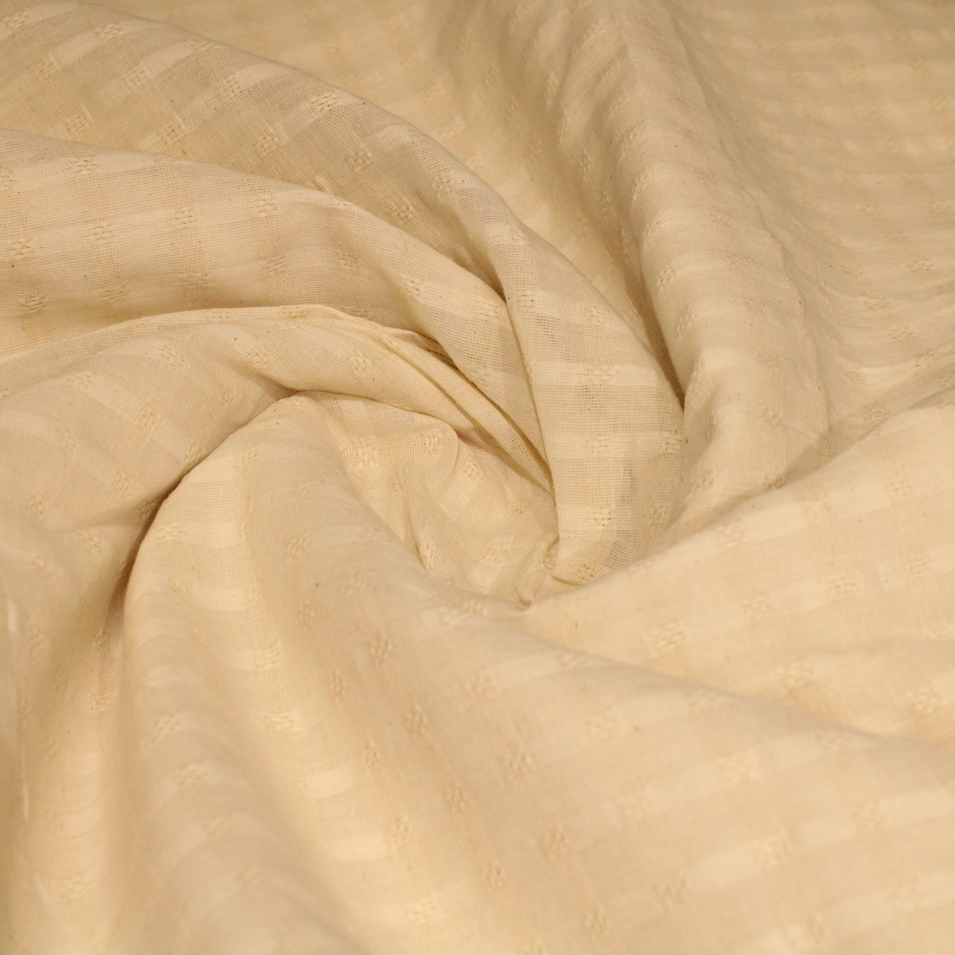 Natural Cotton Self Woven Dyeable Fabric - M'Foks