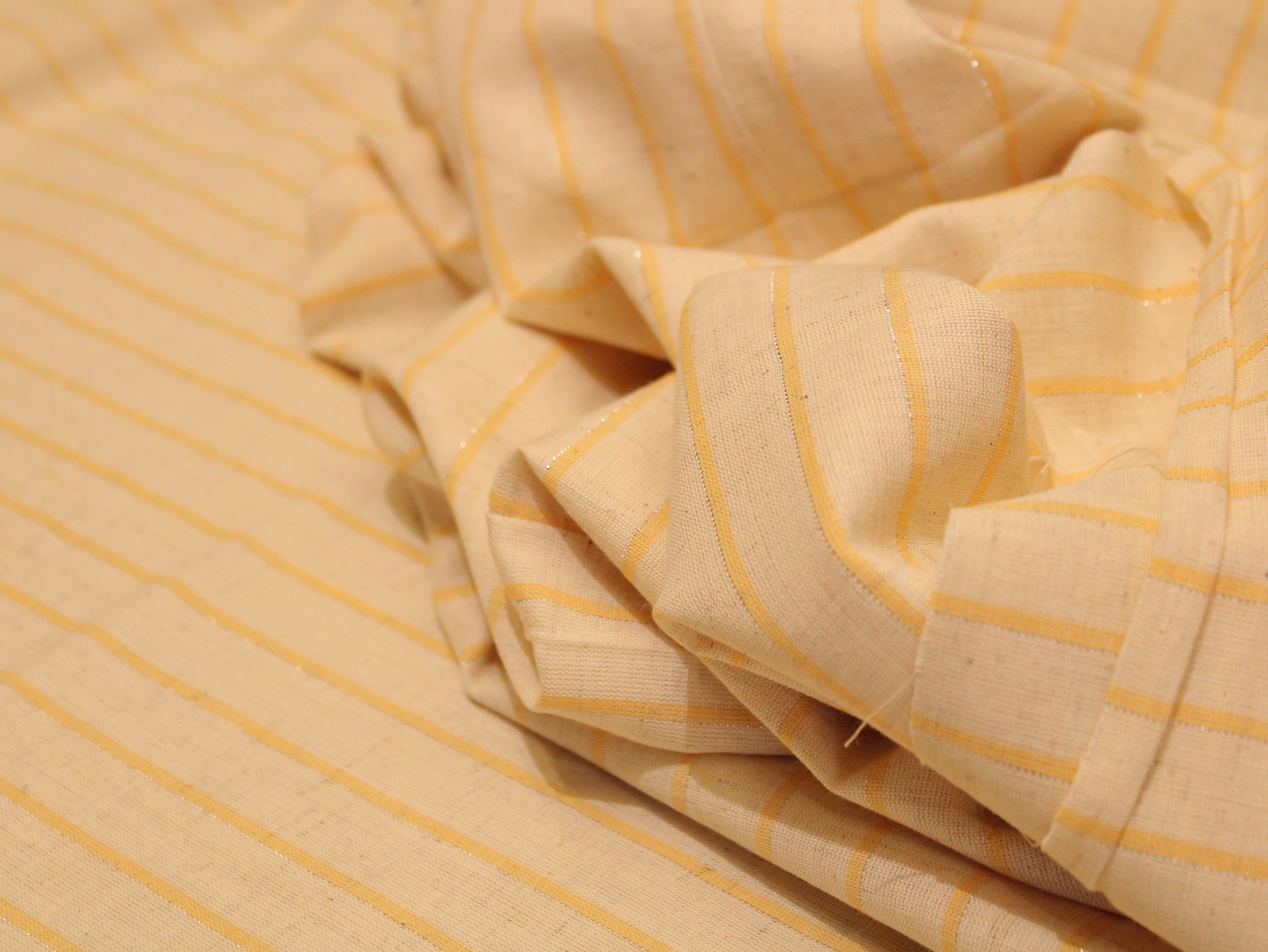 Natural Khadi Cotton With Lurex Woven Dyeable Fabric - M'Foks