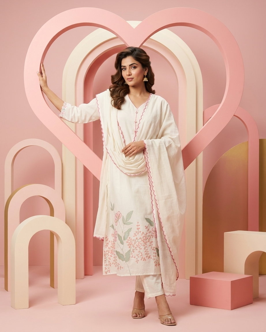 Mal Cotton A-Line Botanical Print Suit Set