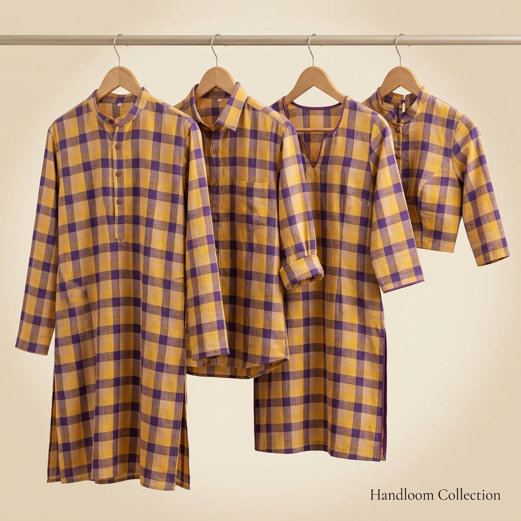 Pure Cotton Handloom Multi Checked Fabric 44 Inch | Mfoks
