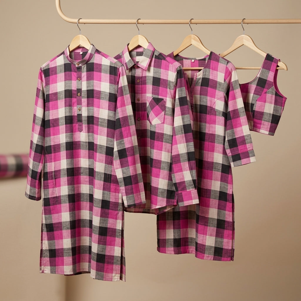Pure Cotton Handloom Multi Checked Fabric 44 Inch | Mfoks