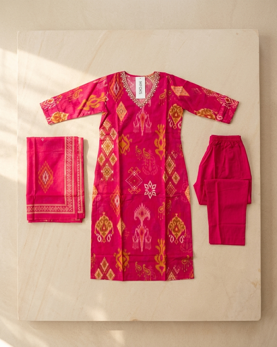 Rani Pink Pure Cotton Straight Suit
