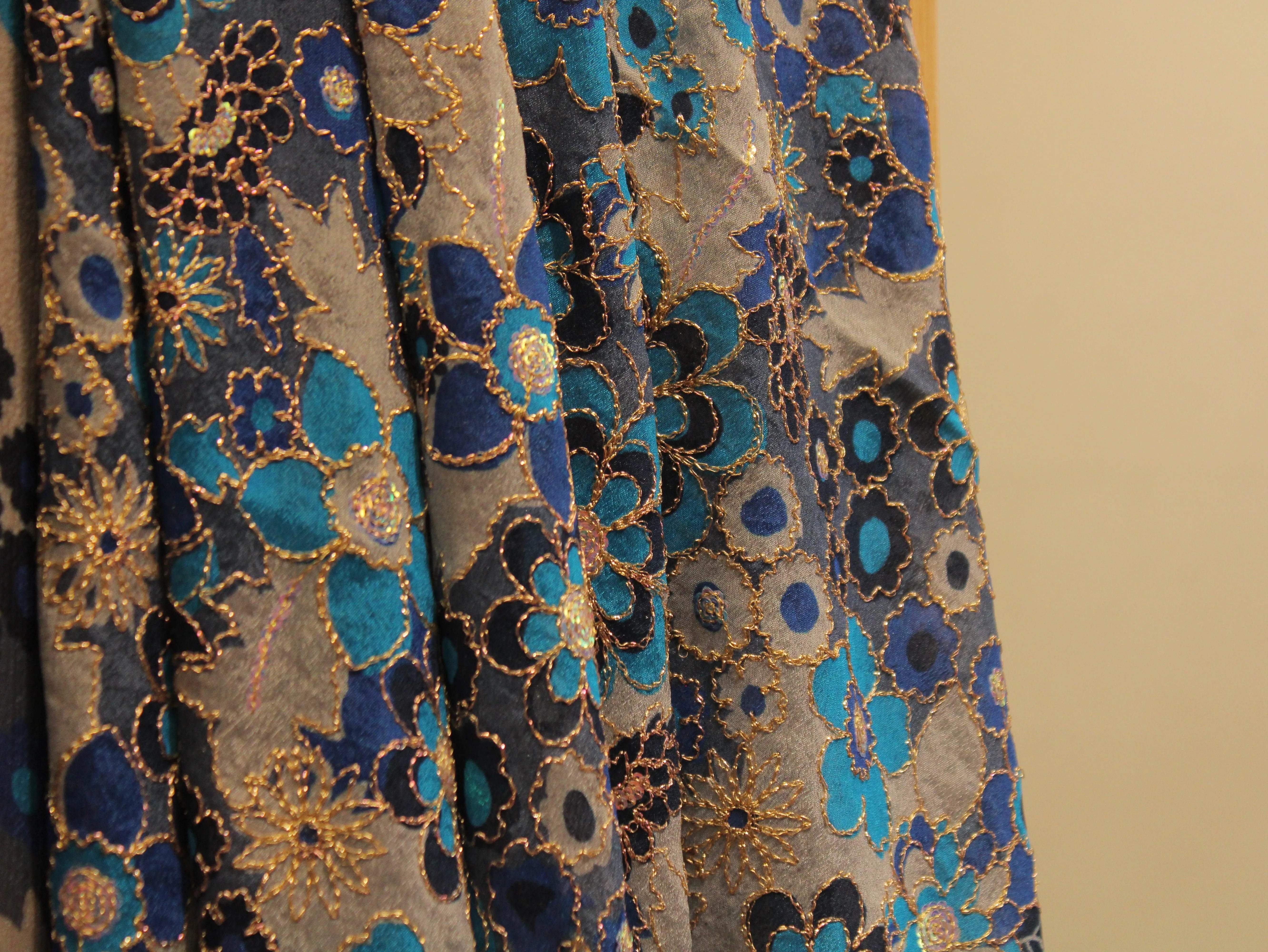 POSH : Digital Print with position work Chinon Fabric - Blue - M'Foks