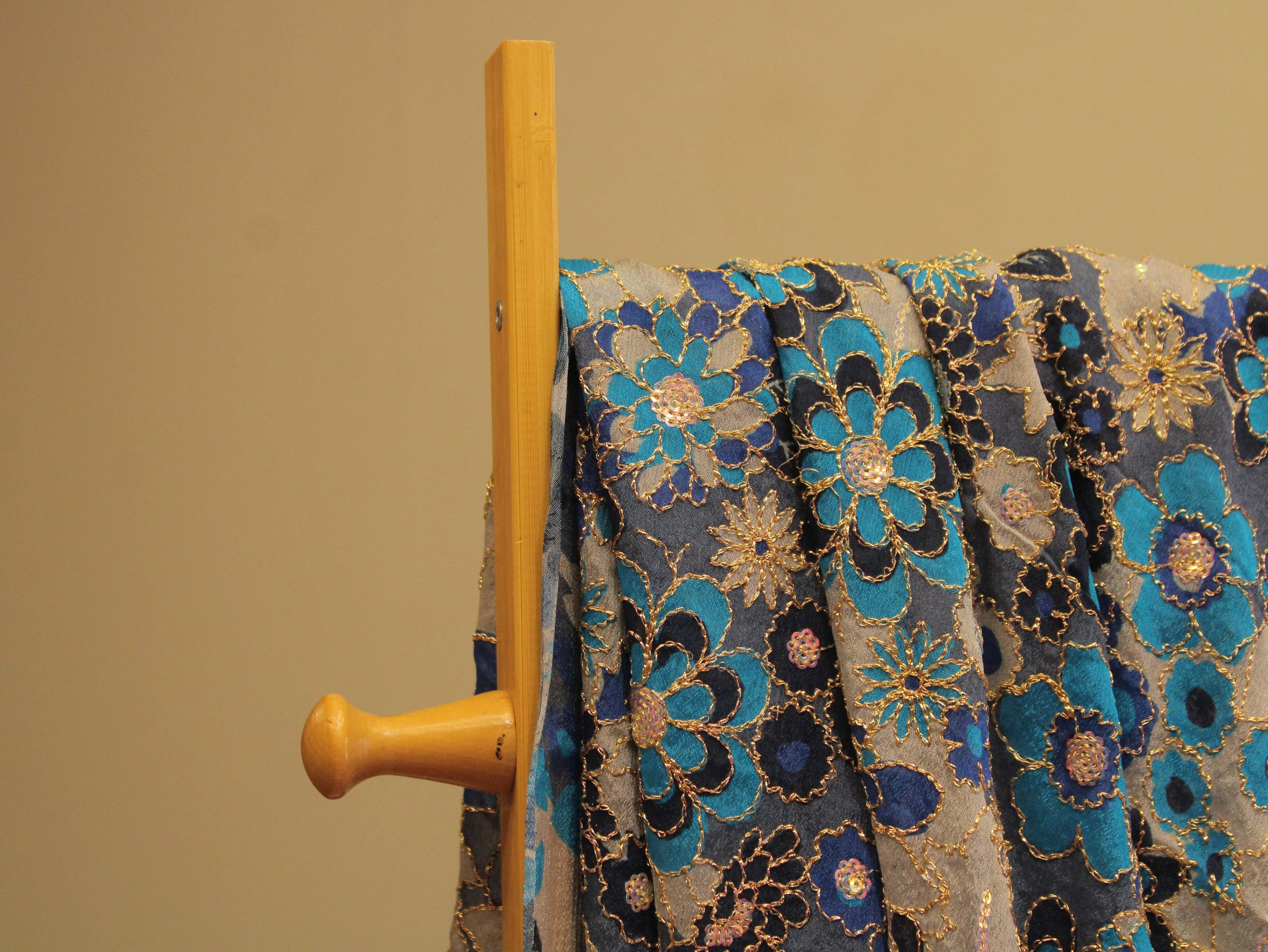 POSH : Digital Print with position work Chinon Fabric - Blue - M'Foks