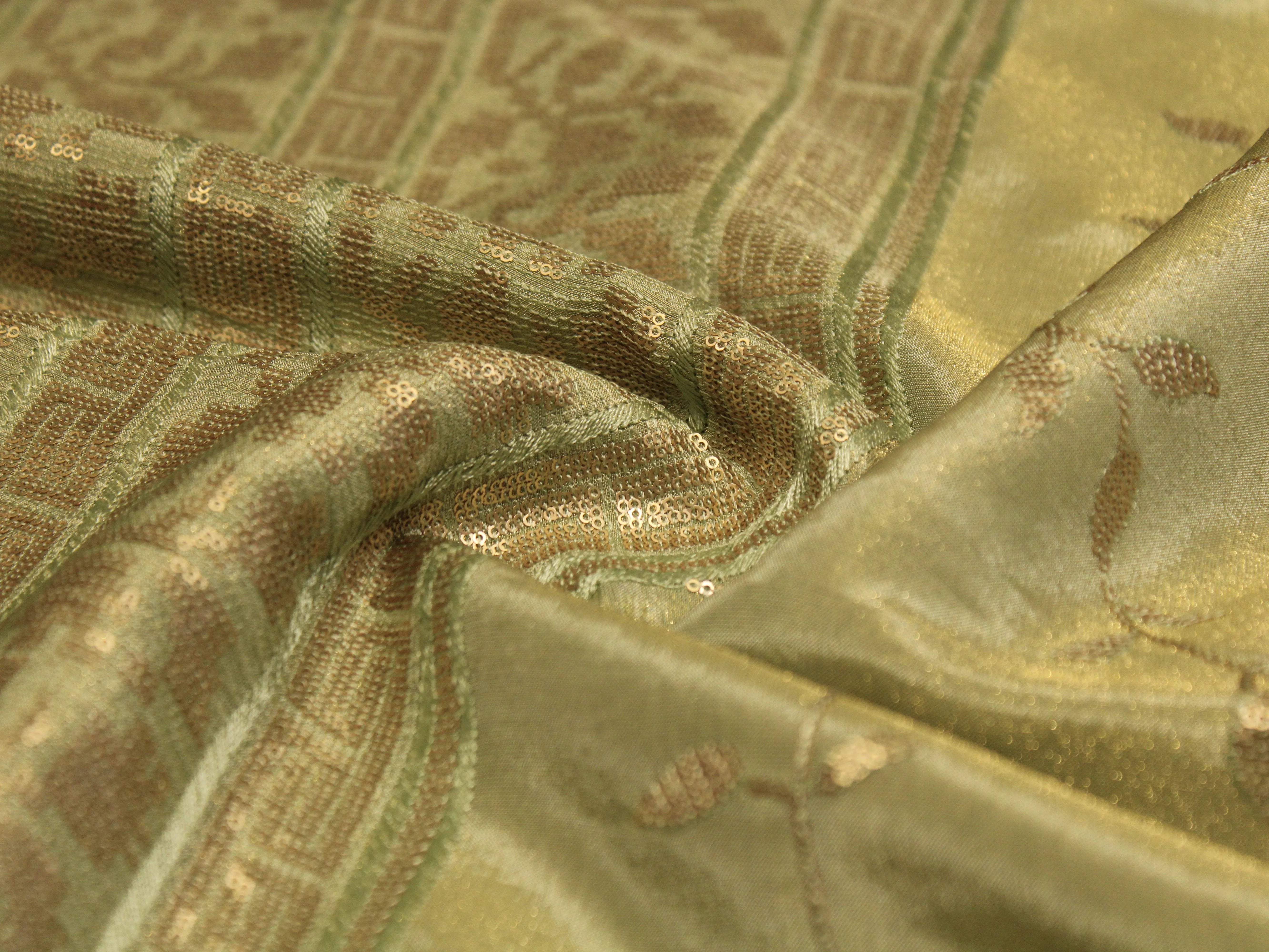 Premium Sequin Panel Work Tissue Fabric - Pista - M'Foks