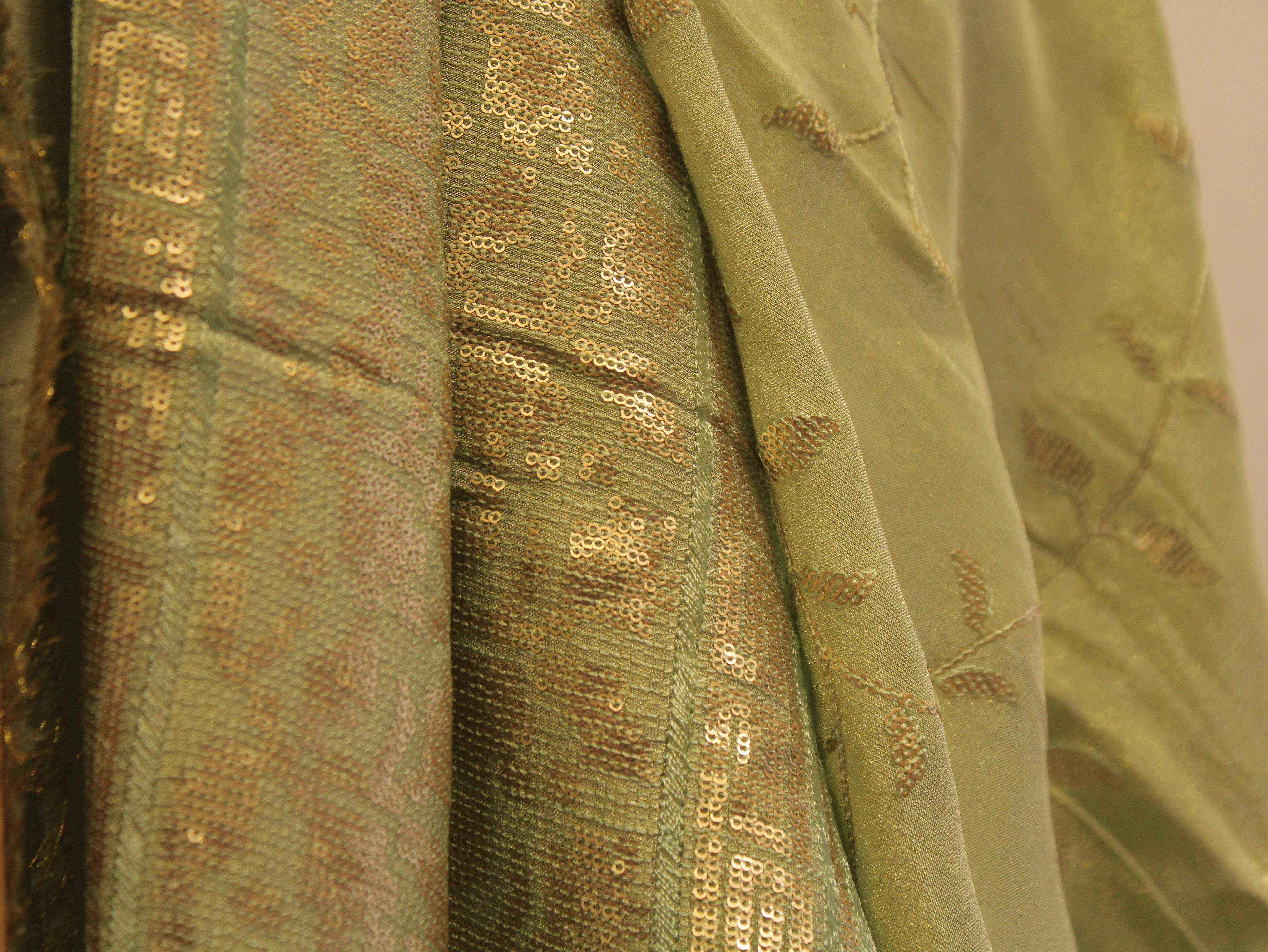 Premium Sequin Panel Work Tissue Fabric - Pista
