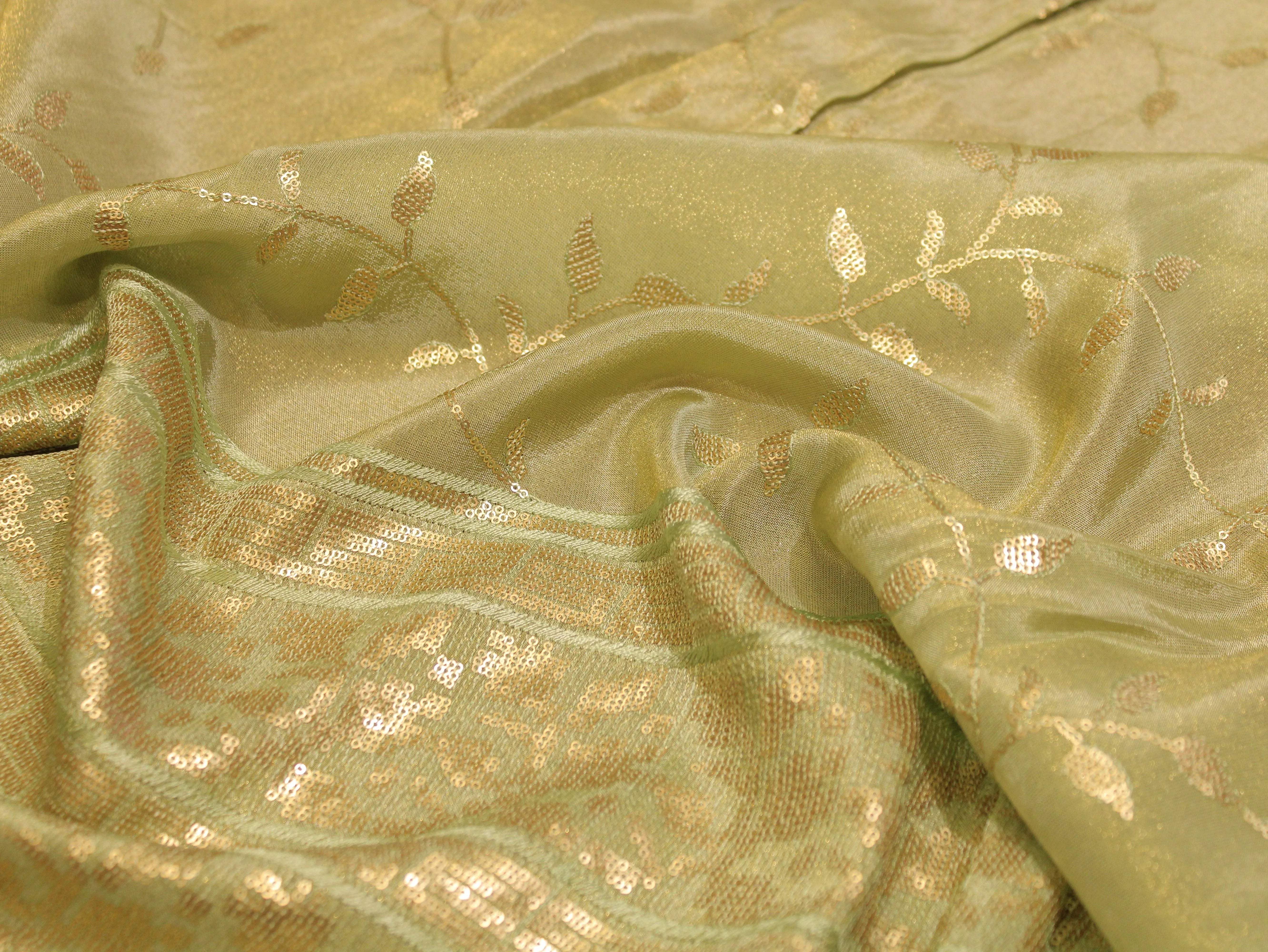 Premium Sequin Panel Work Tissue Fabric - Pista - M'Foks
