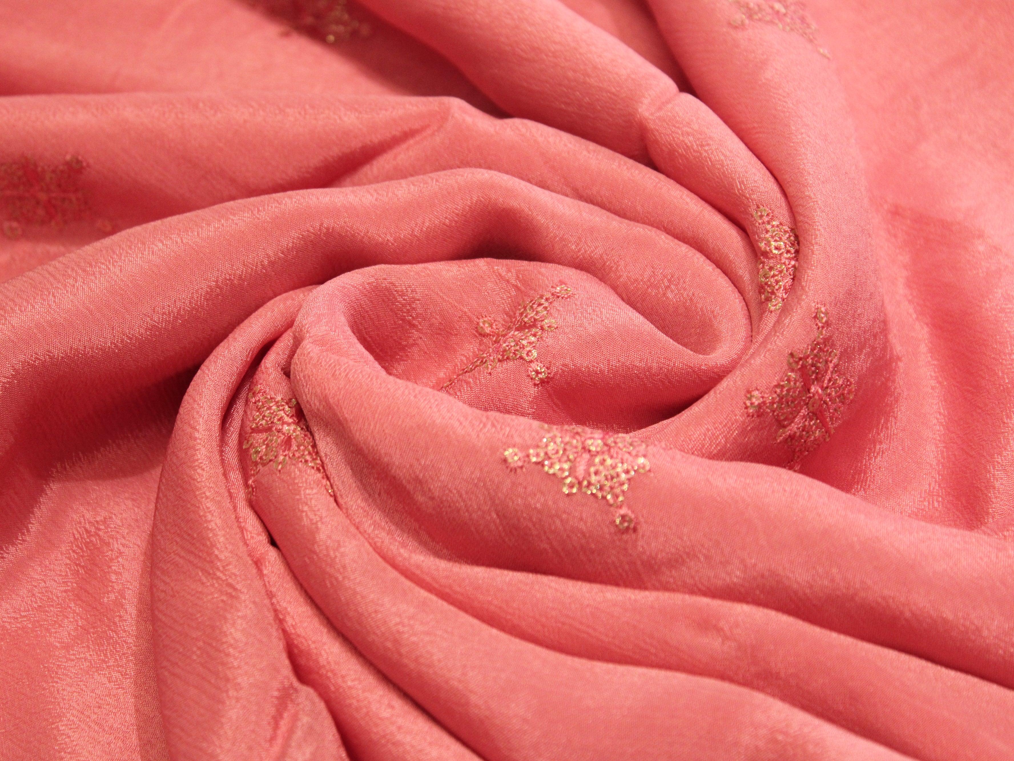 Pure Chinon Minimal Buti Work Fabric - Onion Pink - M'Foks
