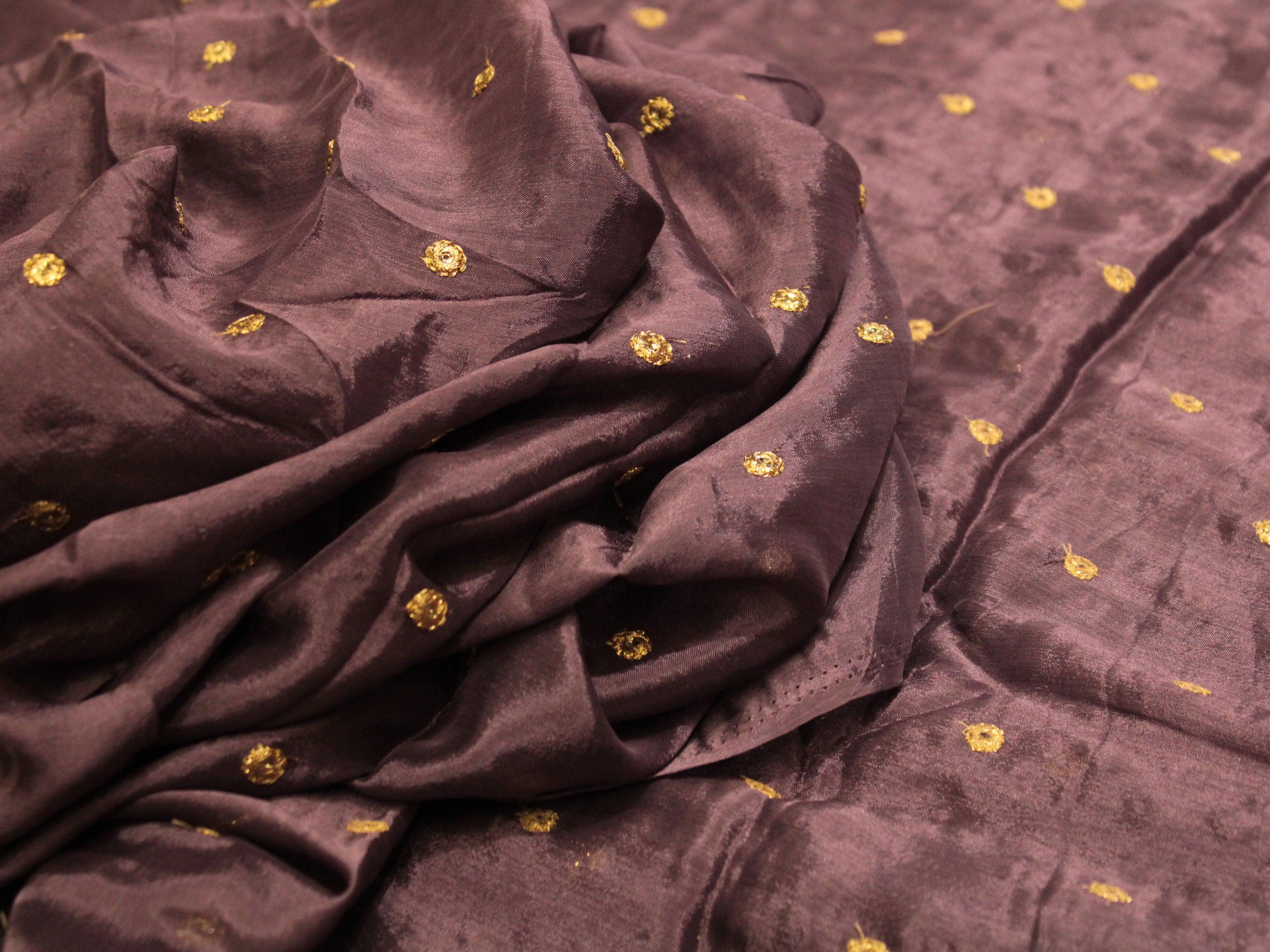 Pure Chinon Minimal Buti Work Fabric - Purple - M'Foks