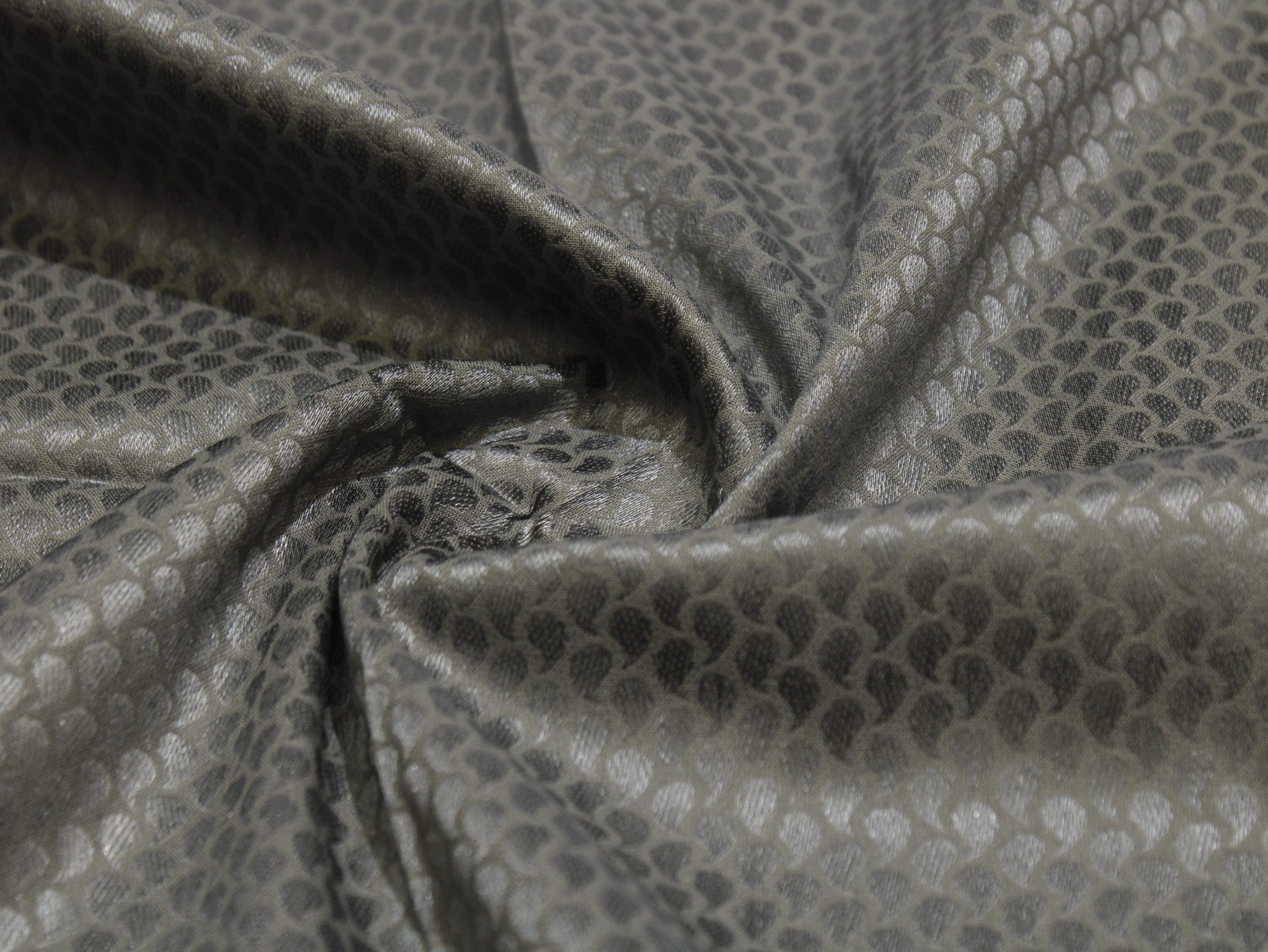 Self Woven Cotton Fabric - Grey - M'Foks