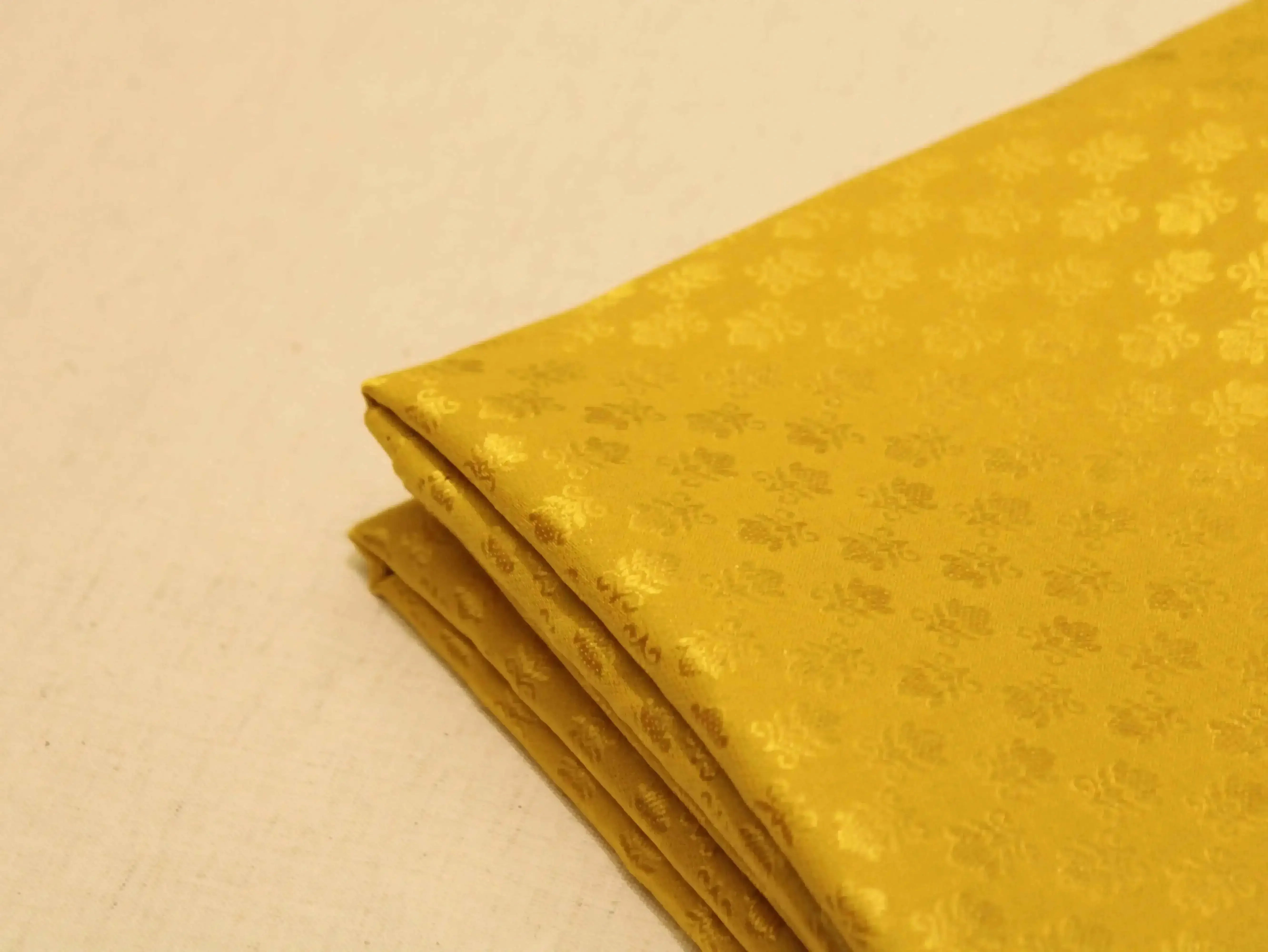 Self Woven Cotton Fabric - Mustard