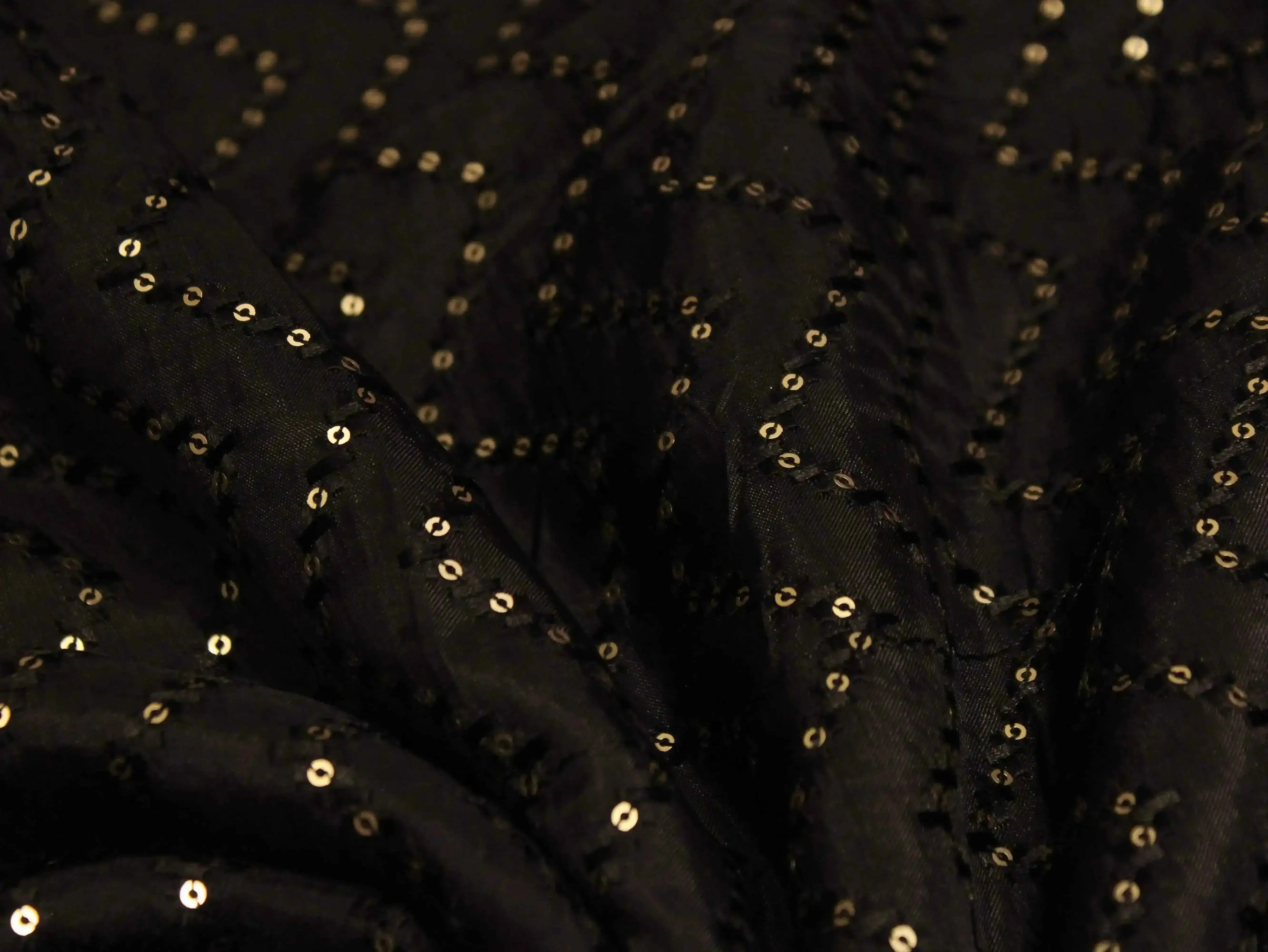 Upada Silk : Micro Thread & Sequin Work Fabric - Black