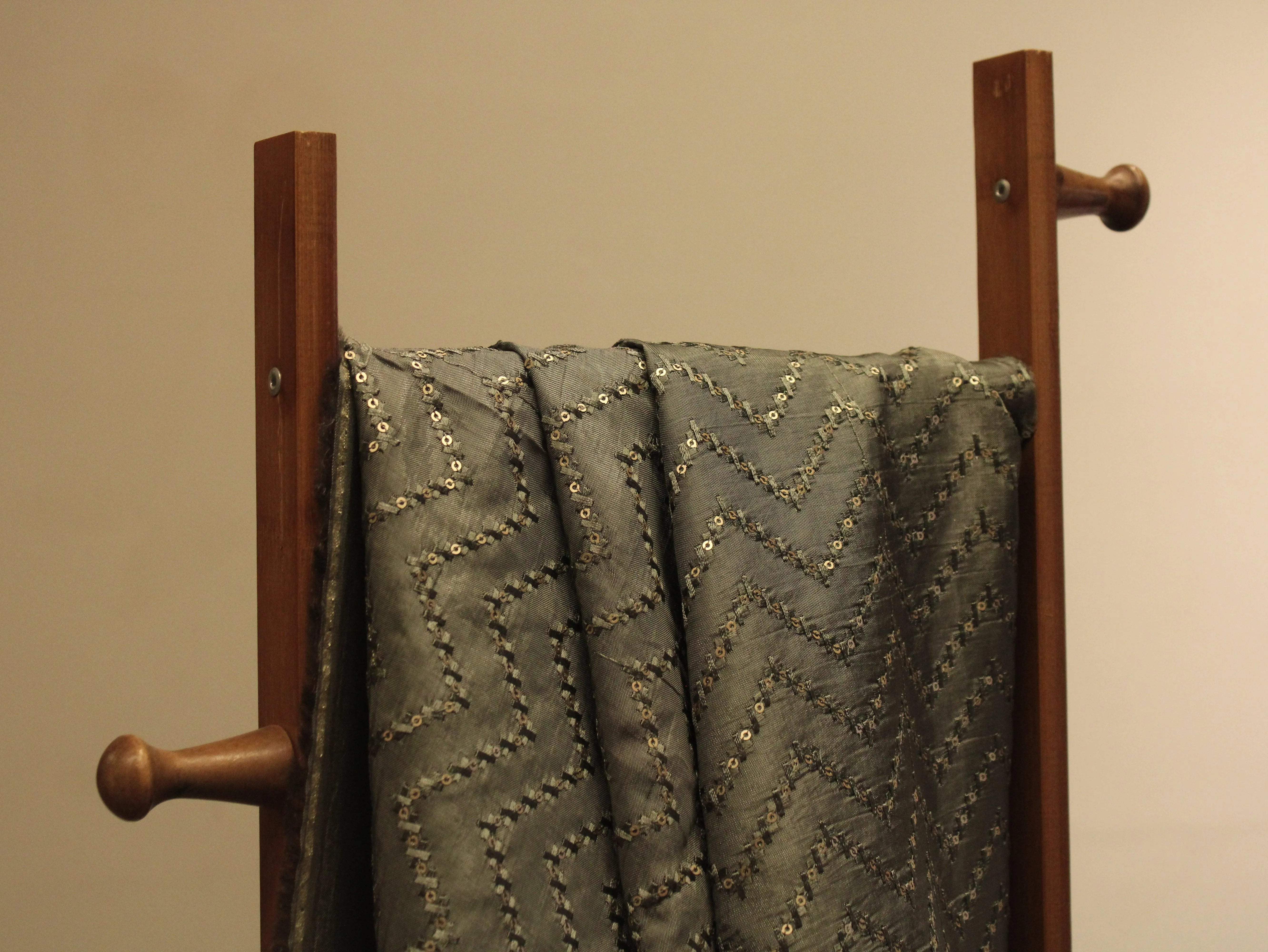 Upada Silk : Micro Thread & Sequin Work Fabric - Grey - M'Foks