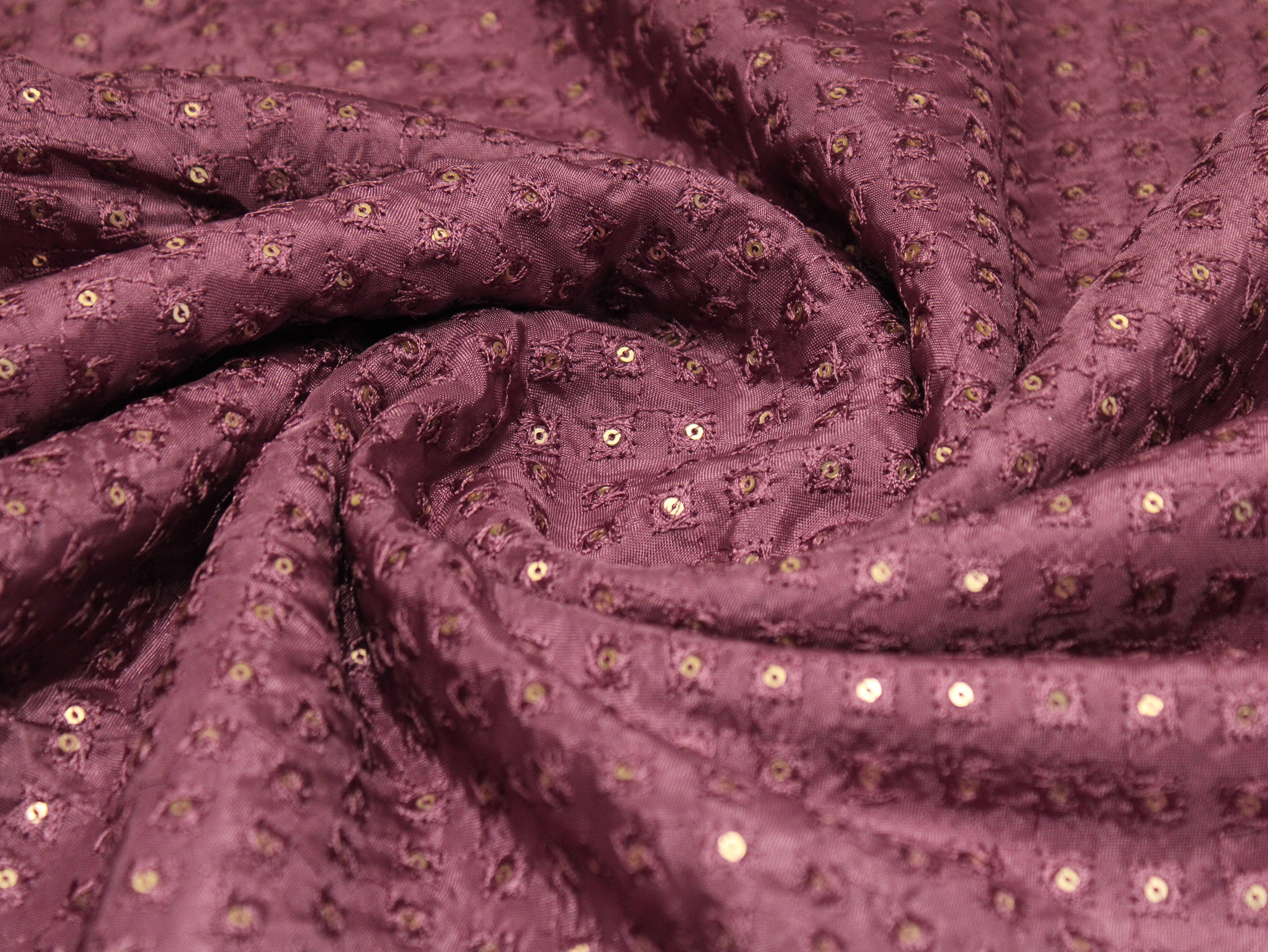 Upada Silk : Micro Thread & Sequin Work Fabric - Onion - M'Foks