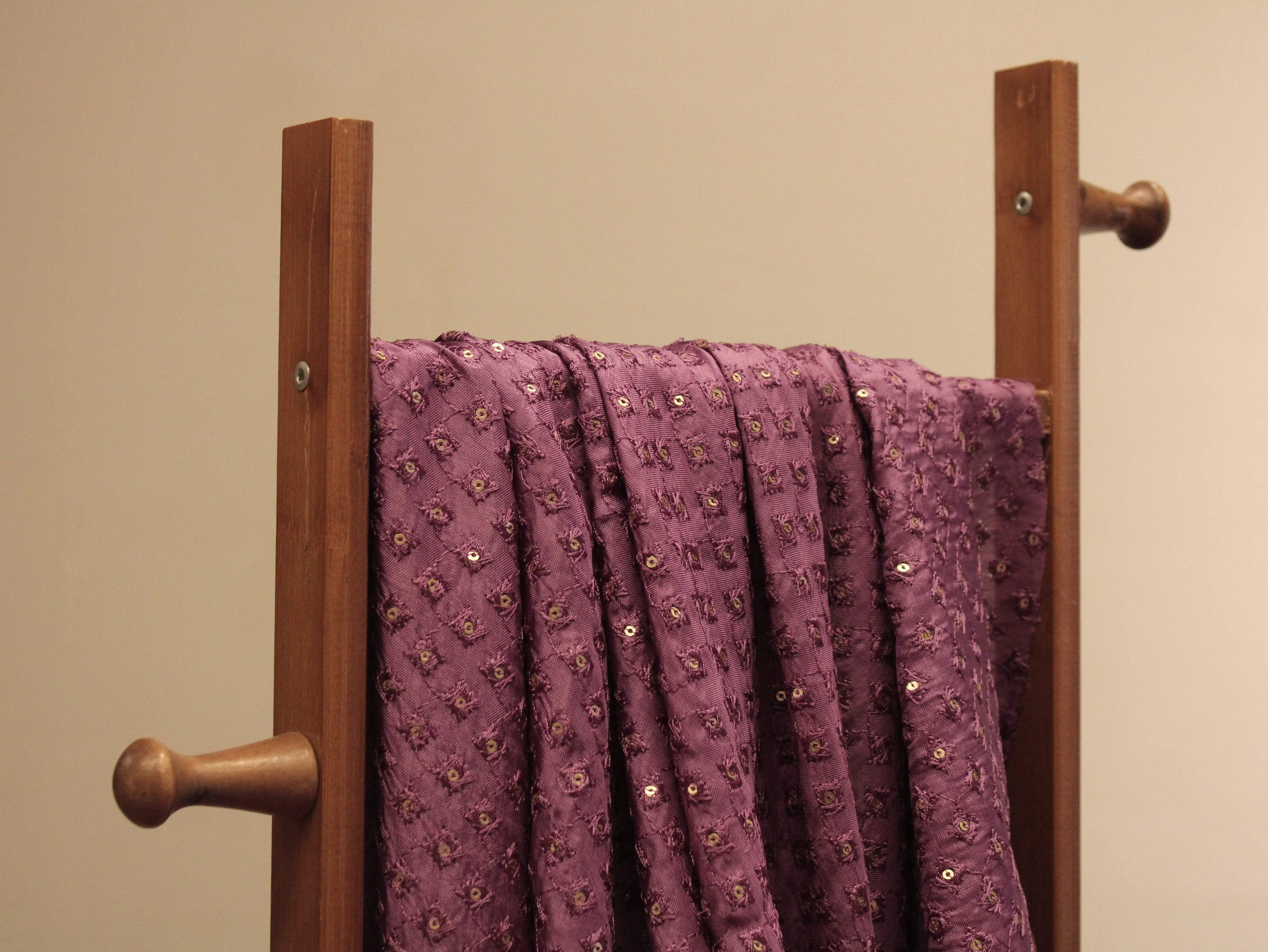 Upada Silk : Micro Thread & Sequin Work Fabric - Onion - M'Foks