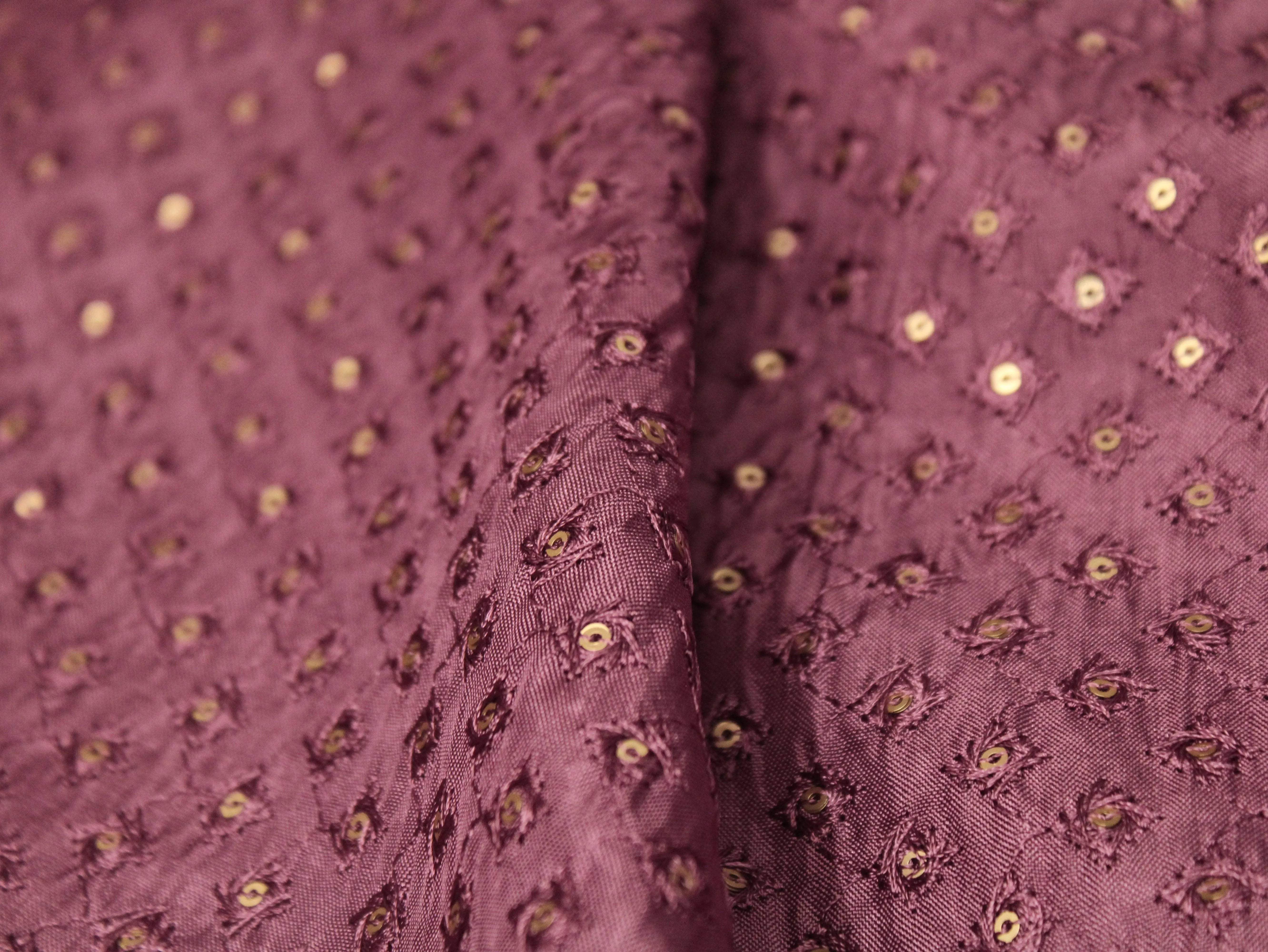 Upada Silk : Micro Thread & Sequin Work Fabric - Onion - M'Foks