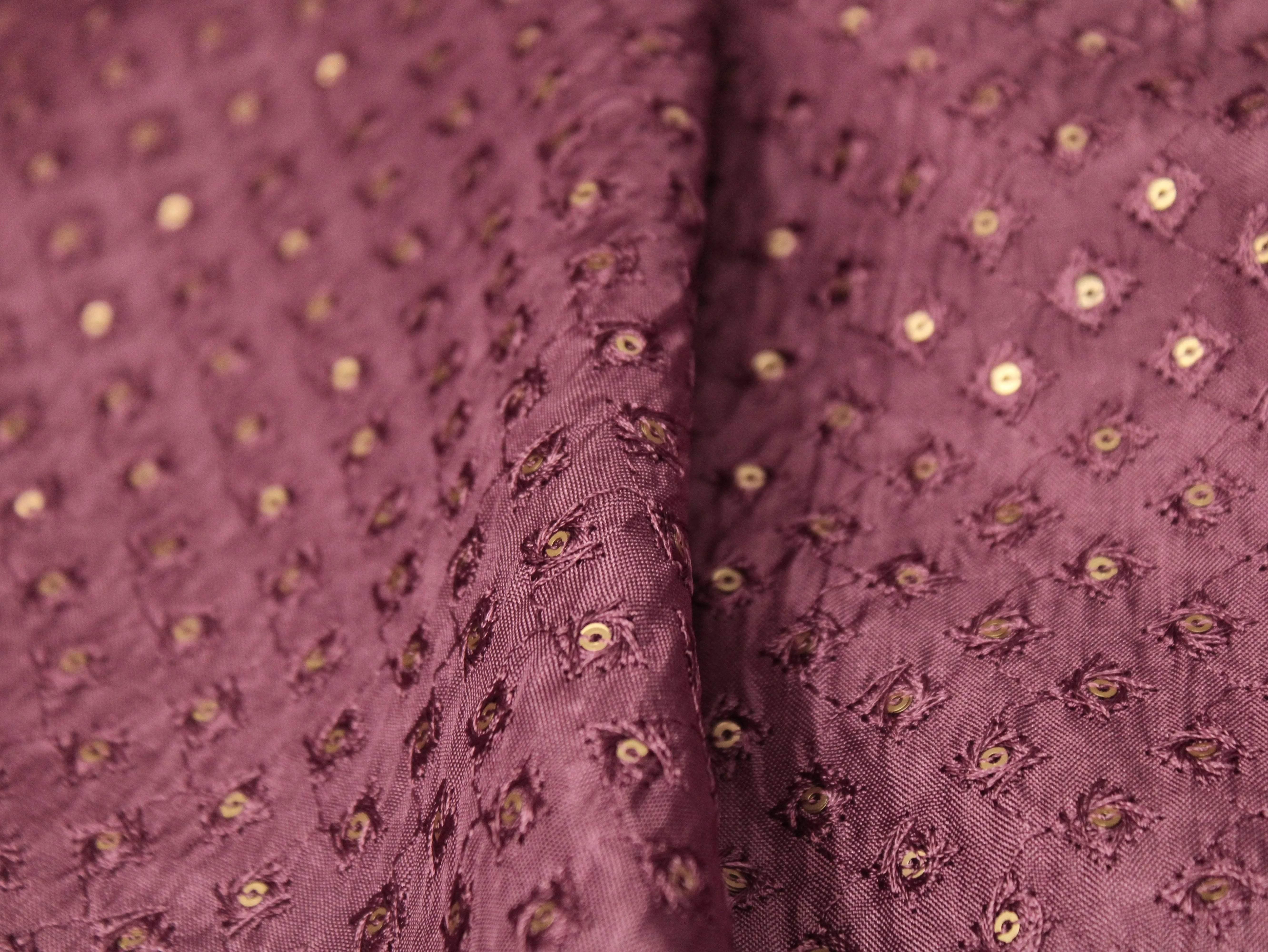 Upada Silk : Micro Thread & Sequin Work Fabric - Onion - M'Foks