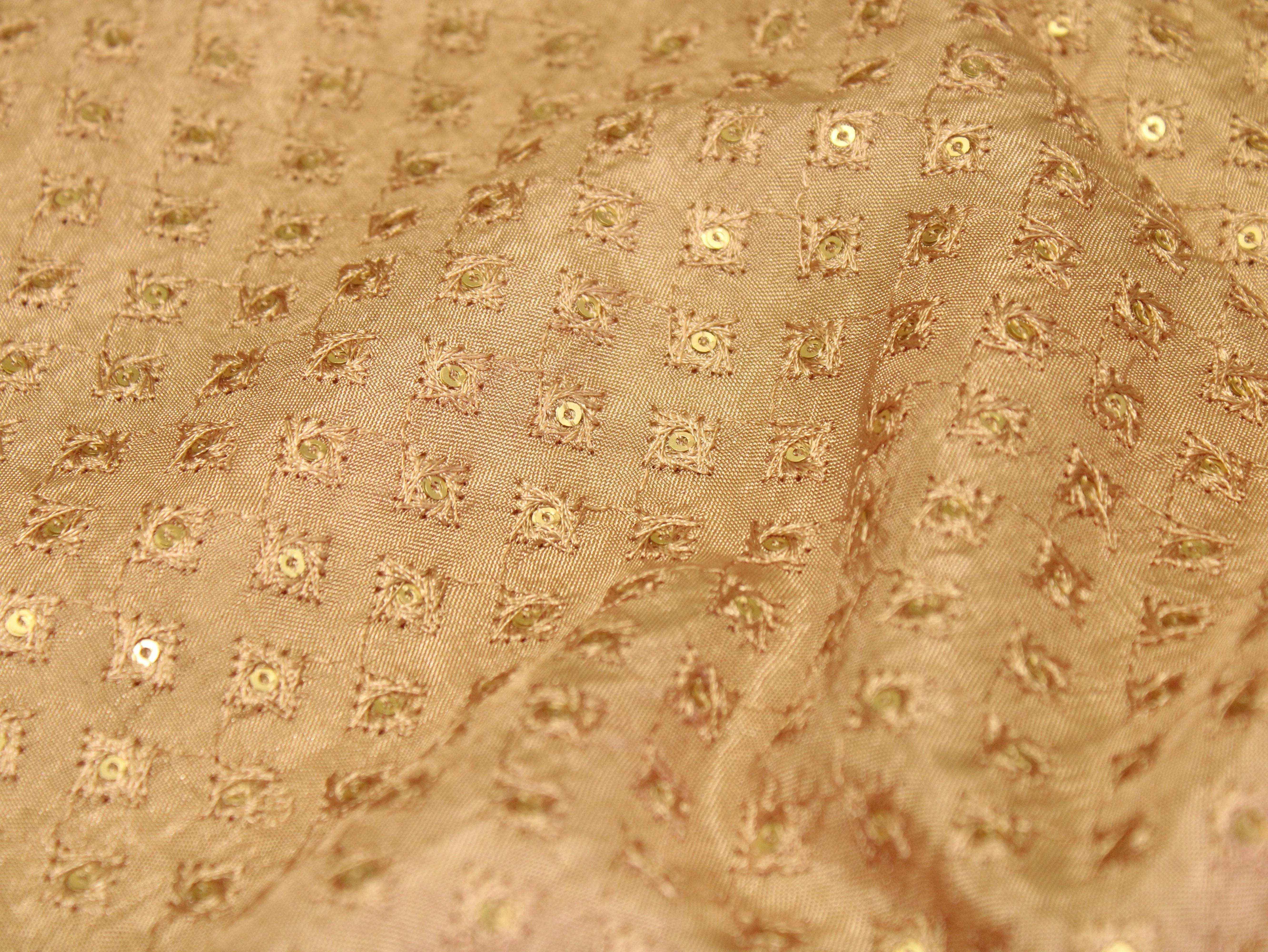 Upada Silk : Micro Thread & Sequin Work Fabric - Sand