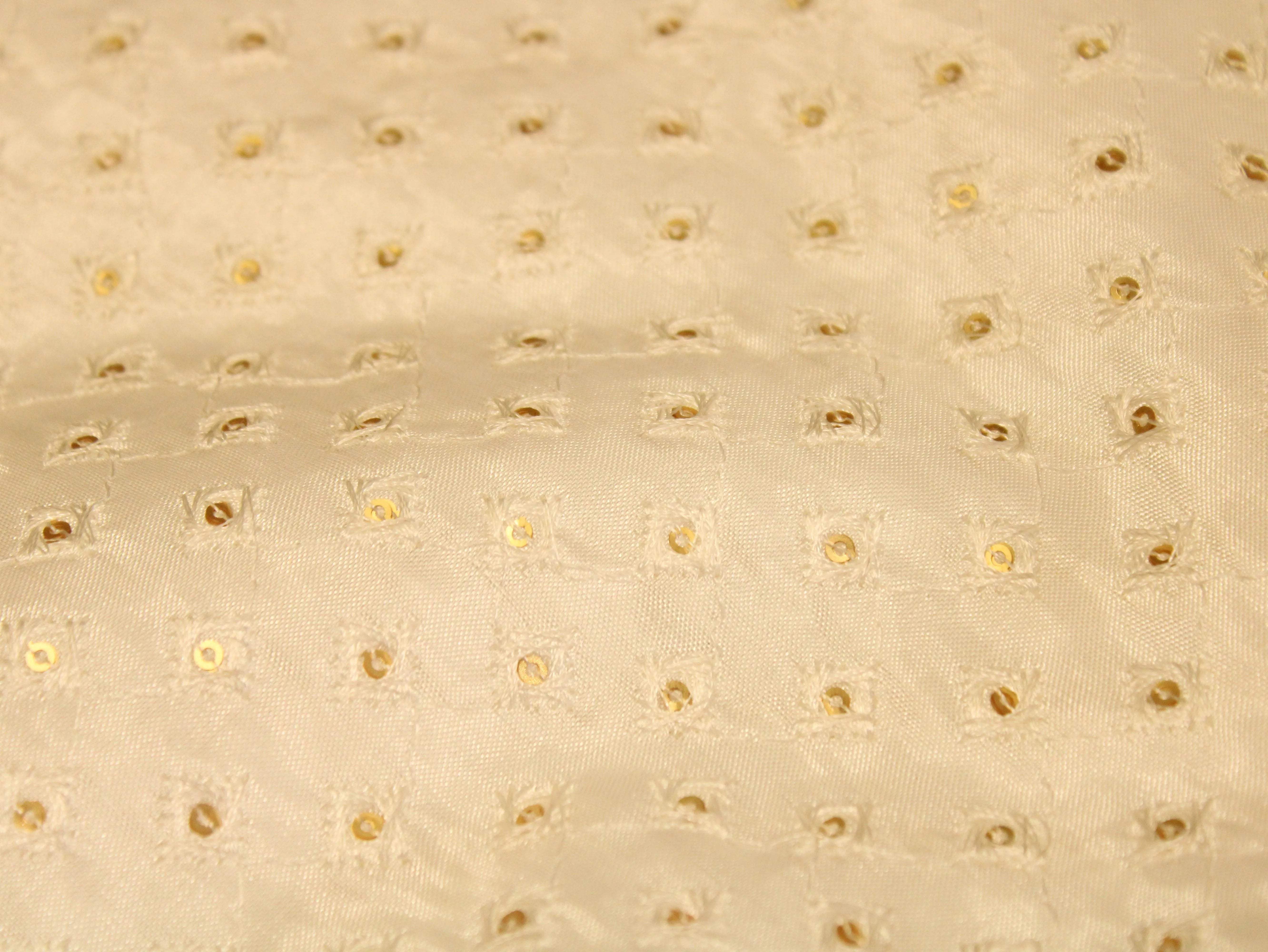 Upada Silk : Micro Thread & Sequin Work Fabric - White Dyeable - M'Foks