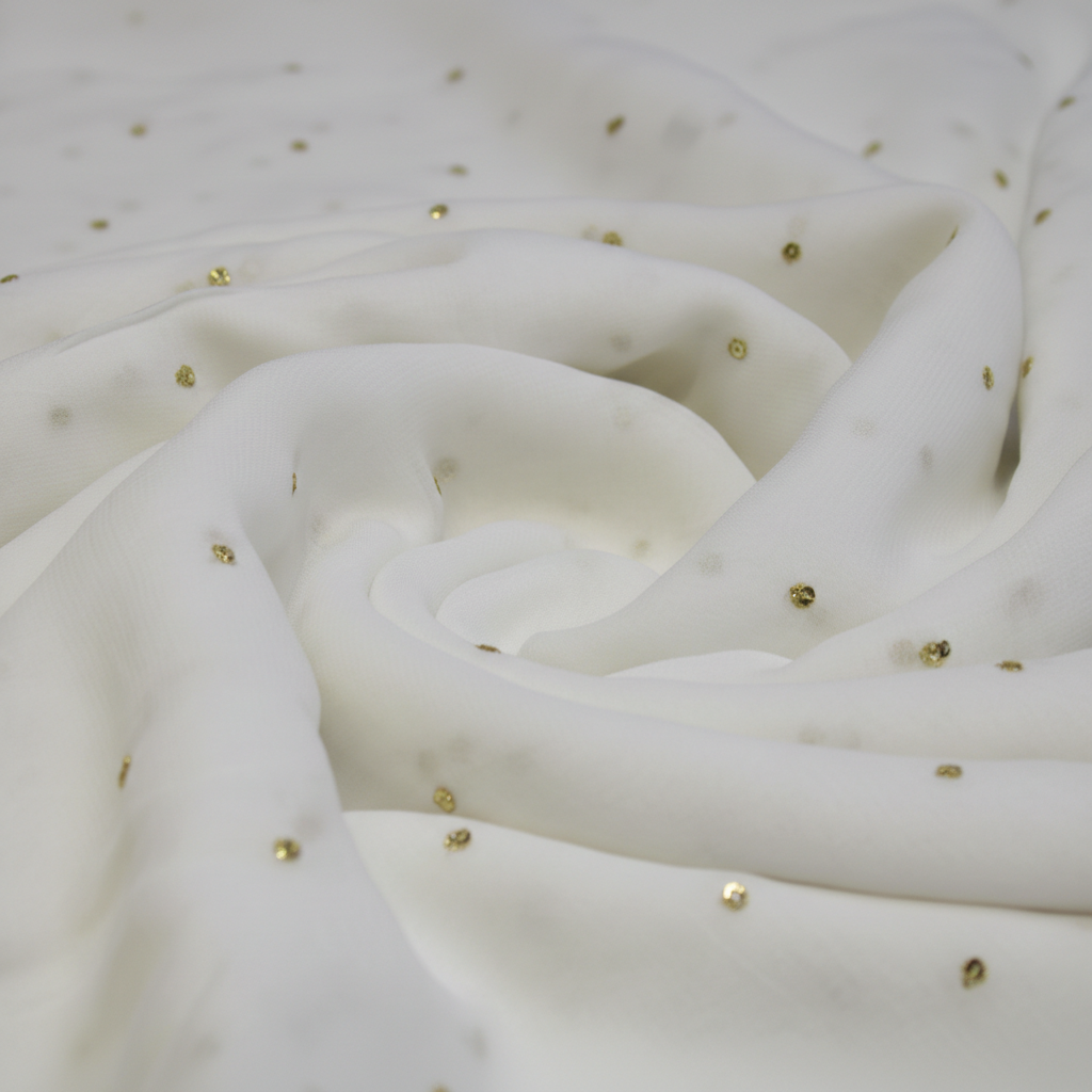 Dyeable Bemberg Georgette Fabric with Sequin Buti Work