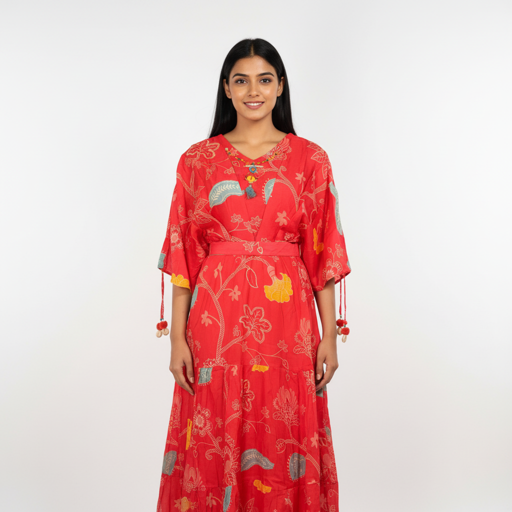 Midnight X M'Foks - Georgette Vibrant Digital Print One piece Gown