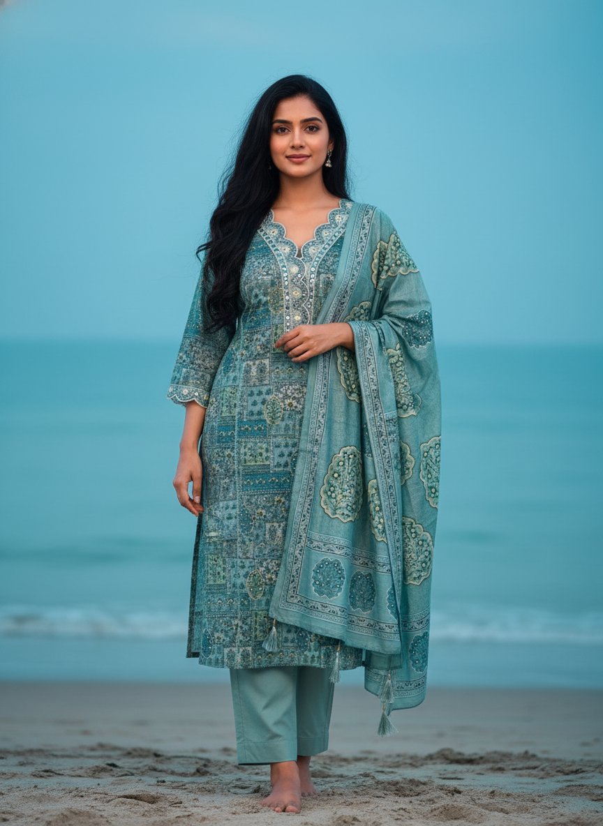 Mal Cotton Digital Printed Straight Suit Set