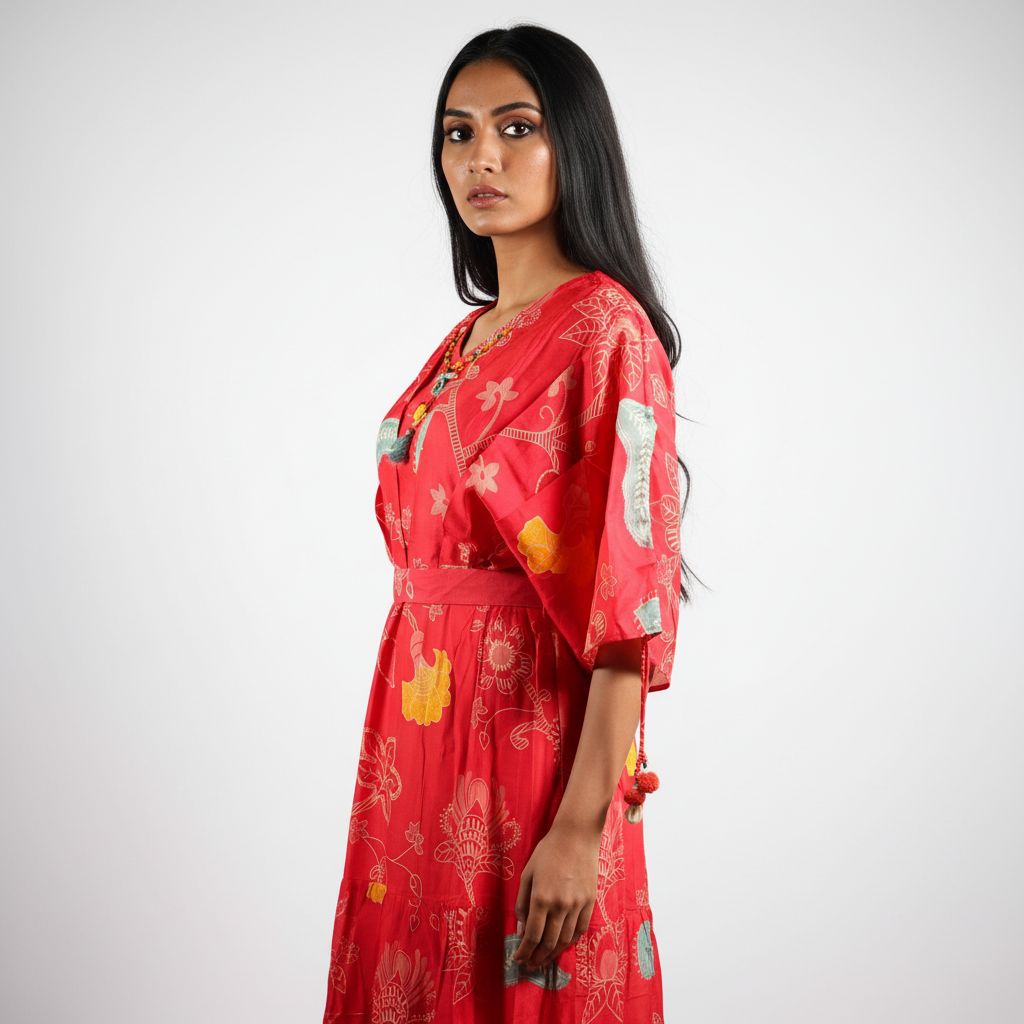 Midnight X M'Foks - Georgette Vibrant Digital Print One piece Gown