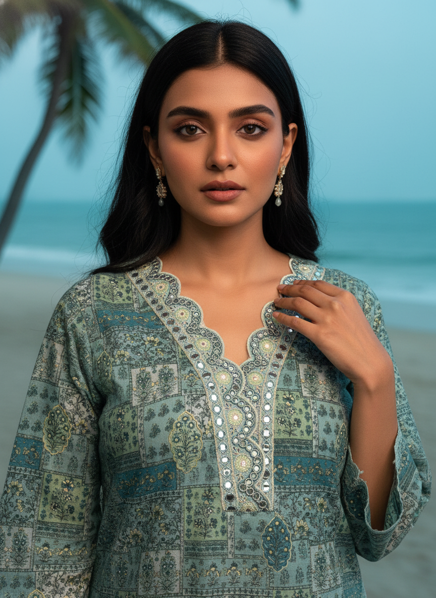 Mal Cotton Digital Printed Straight Suit Set