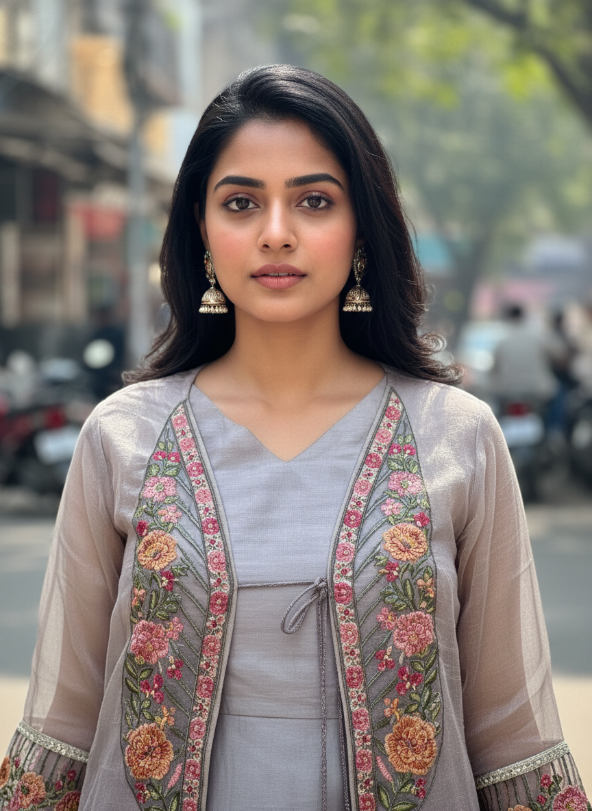 Pastel Grey Shrug Style Coord Set