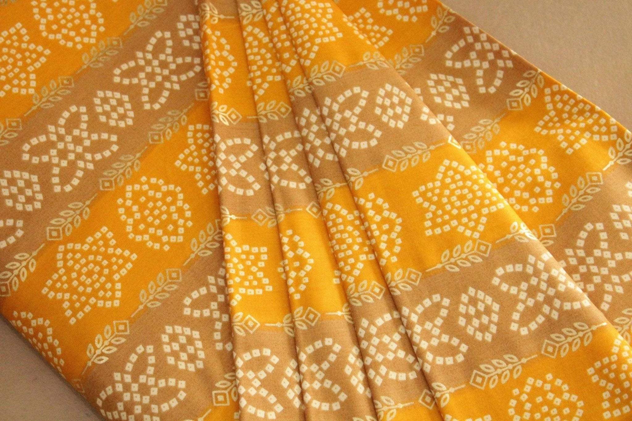 Chunari Foil Print Italian Rayon Fabric - Yellow - M'Foks