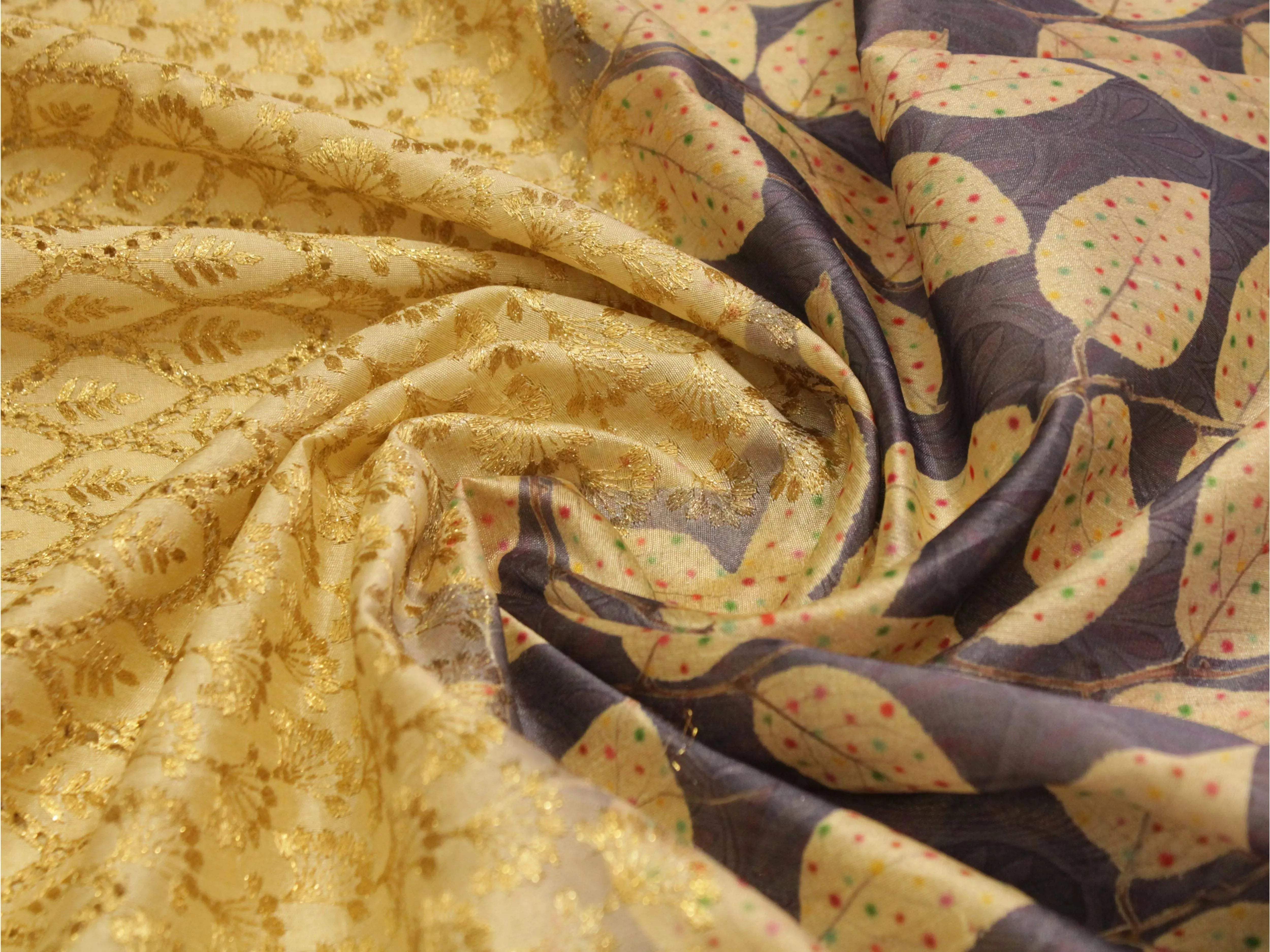 Fine Silk Digital Print Panel Work Fabric - M'Foks