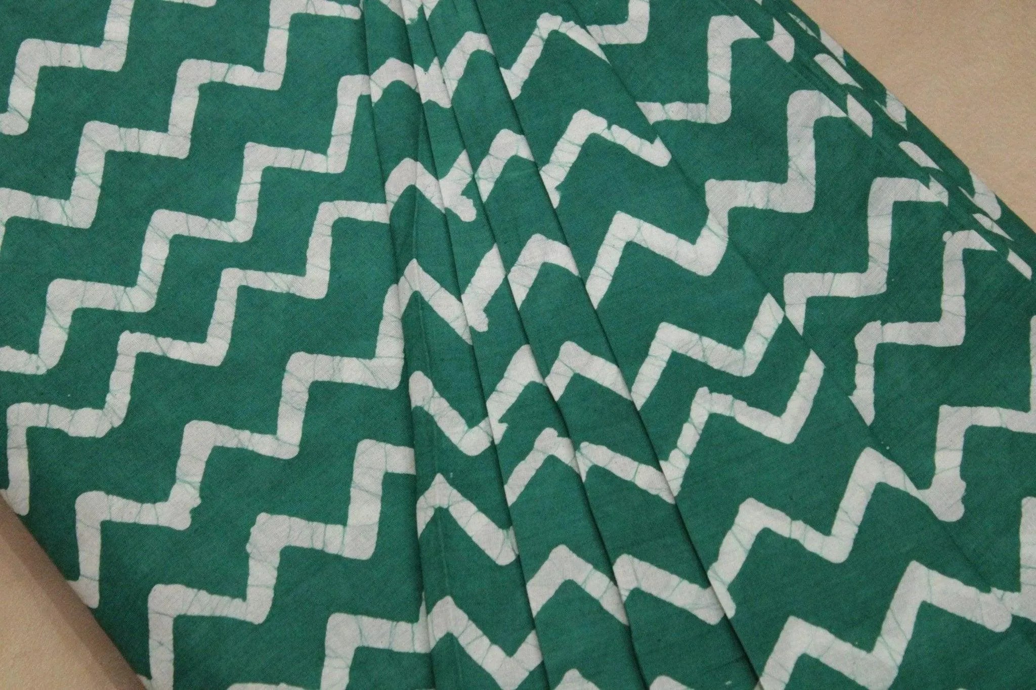 Hand Dyed Batik Print Cotton Fabric - Teal Green - M'Foks