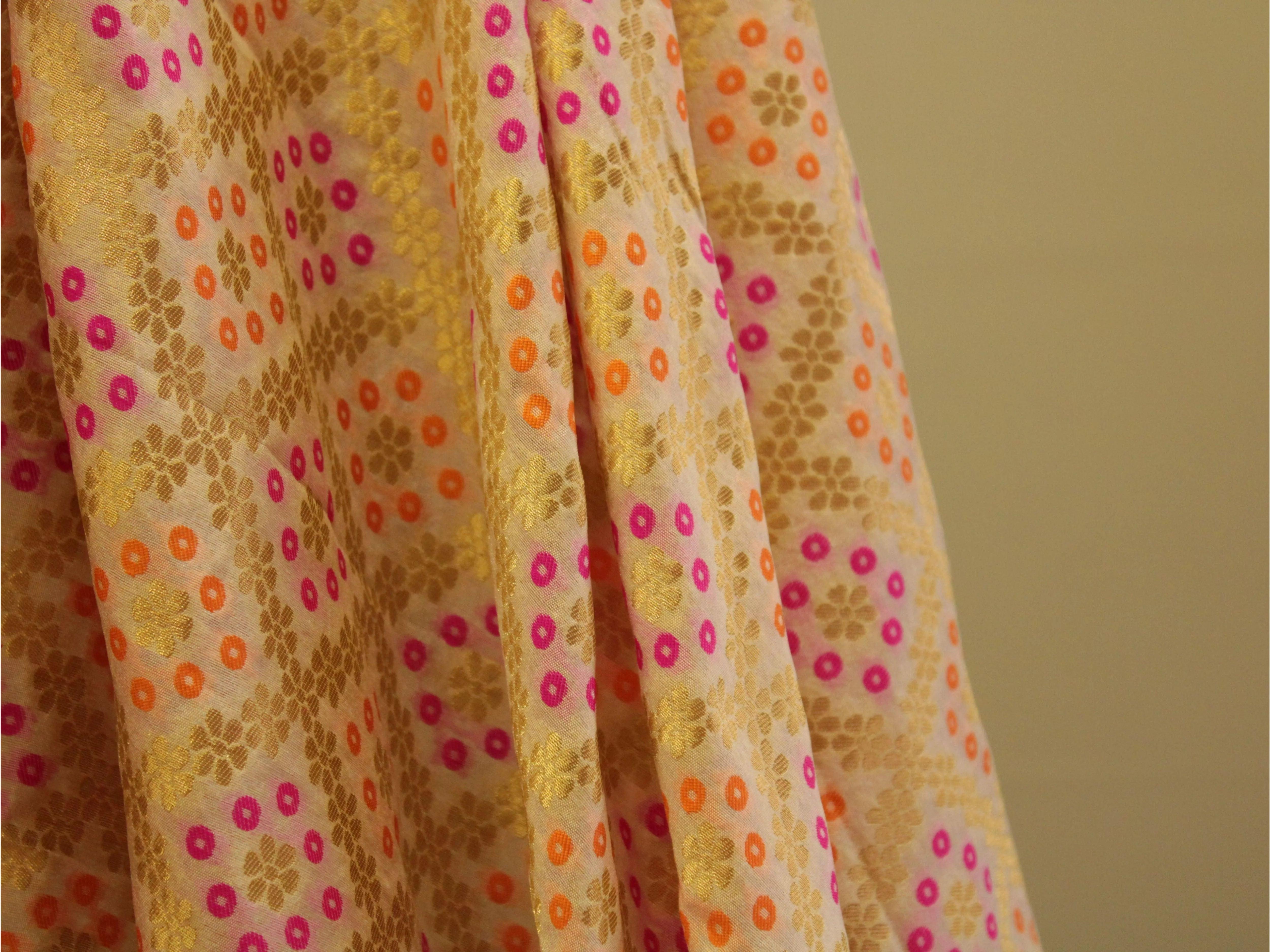 M'You Look X Banarasi Bandhini Brocade Fabric - White Dyeable - M'Foks