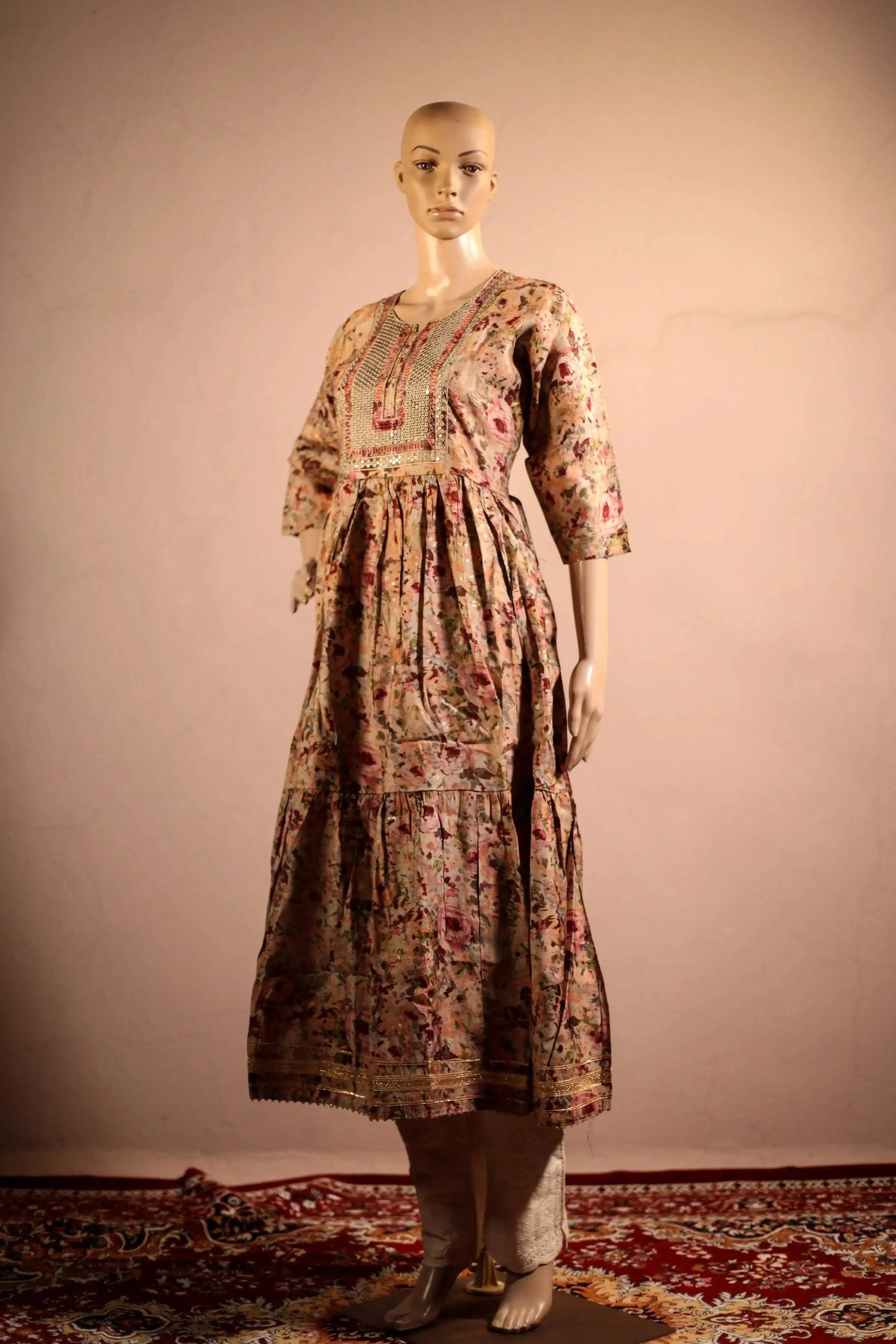 Midnight X M'Foks - Muslin Silk One Piece round Kurta - M'Foks