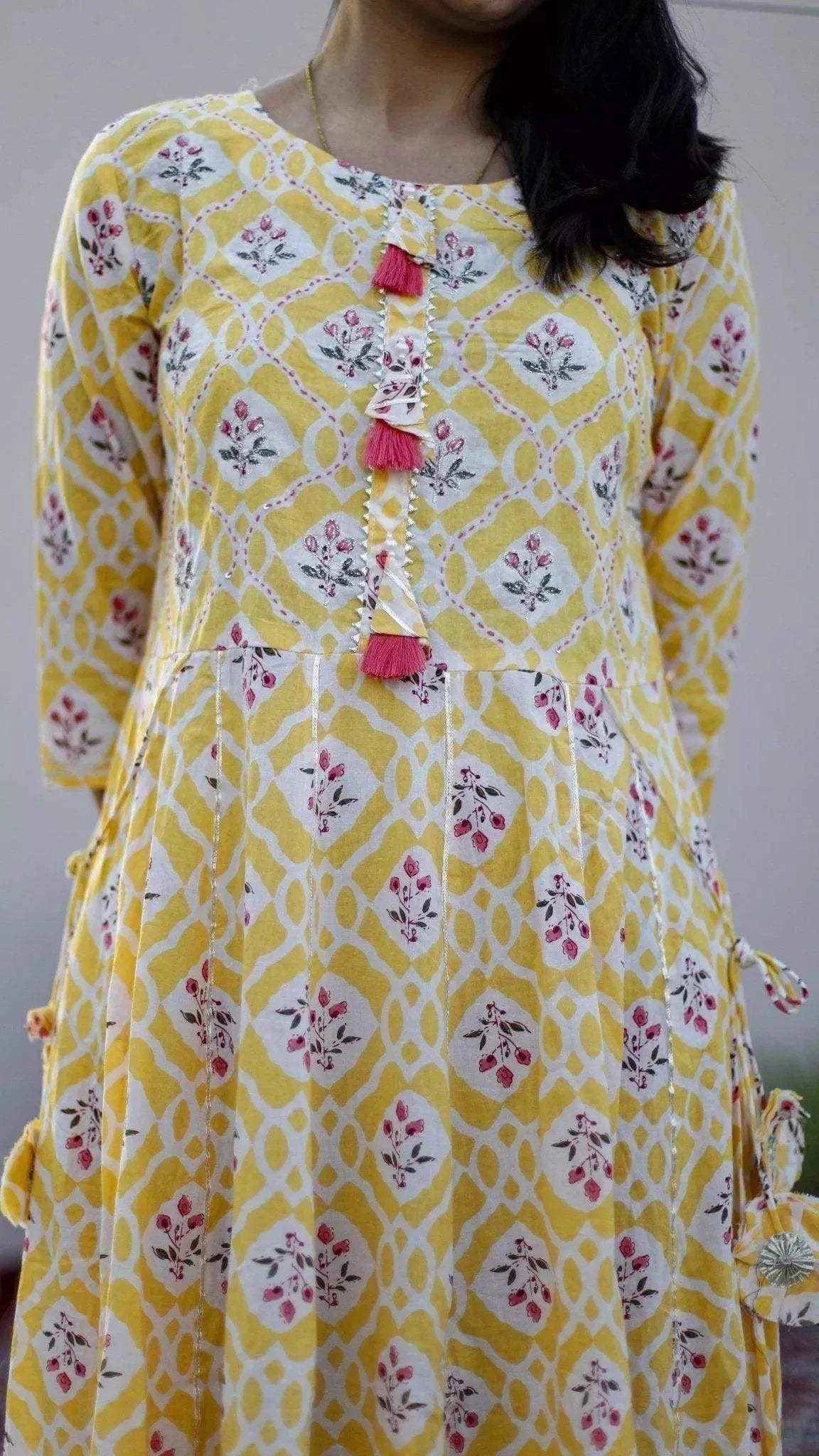 Mul Mul Cotton One Piece Gown - Yellow