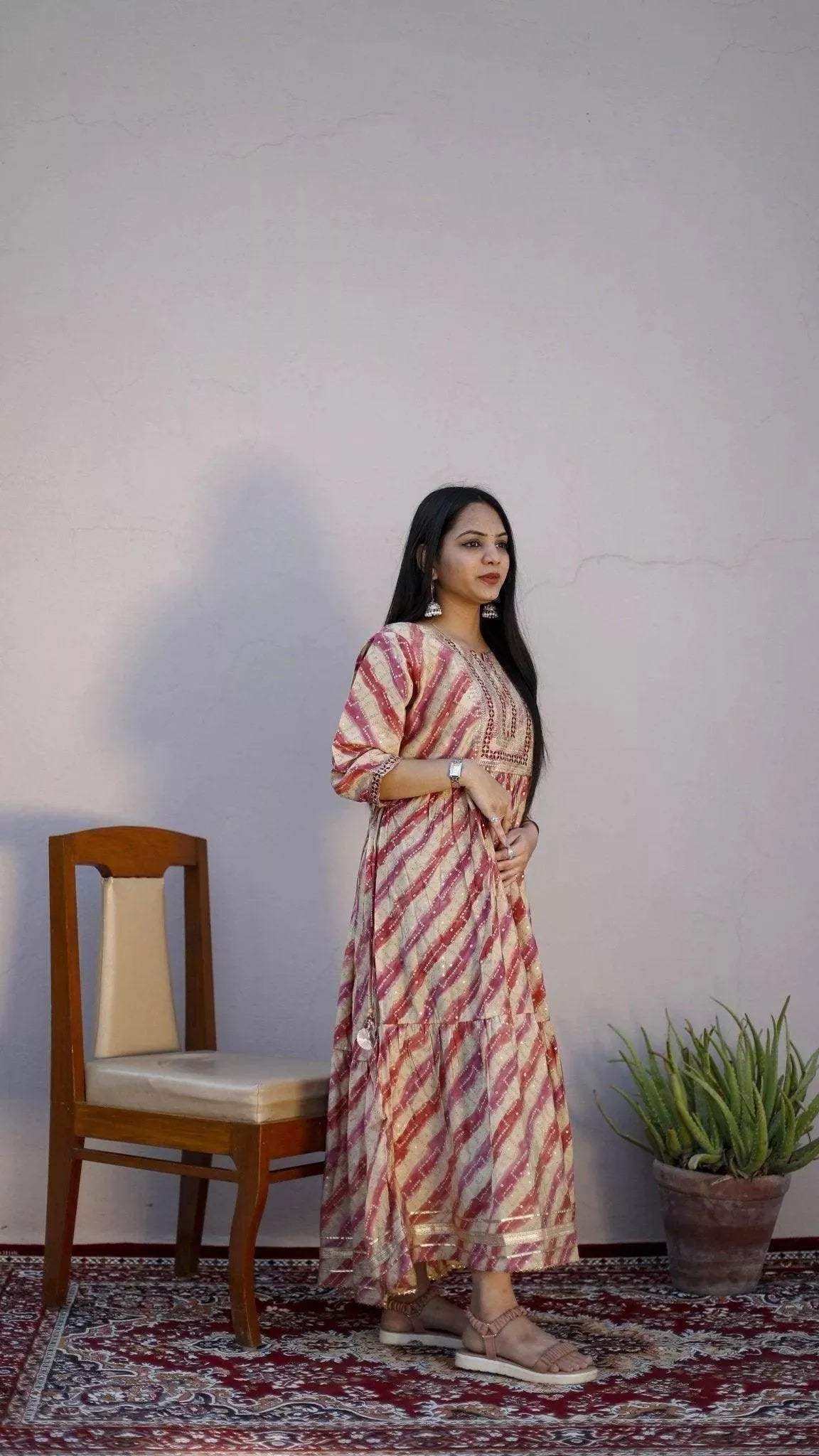 Muslin thread Work One Piece frock Style Kurti - M'Foks