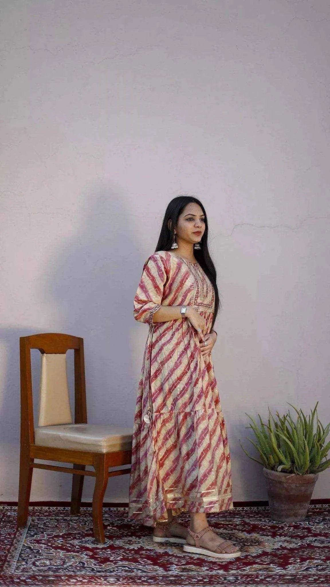 Muslin thread Work One Piece frock Style Kurti