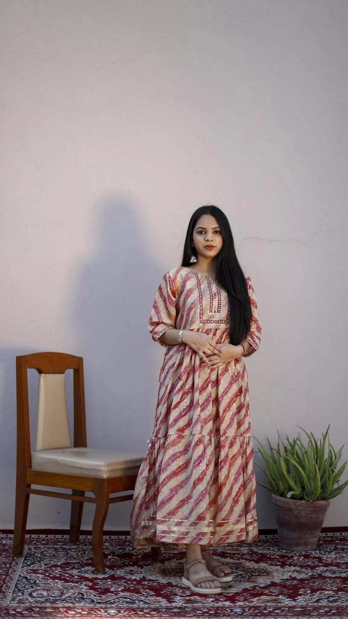 Muslin thread Work One Piece frock Style Kurti - M'Foks