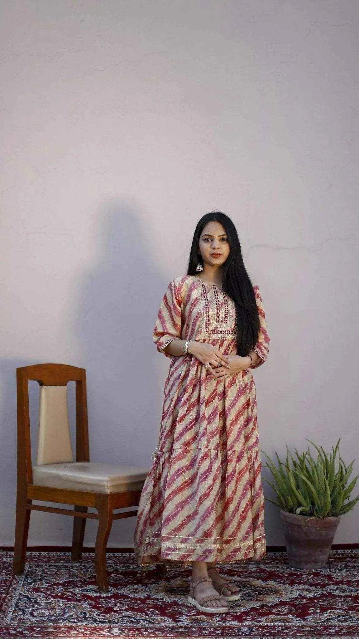 Muslin thread Work One Piece frock Style Kurti