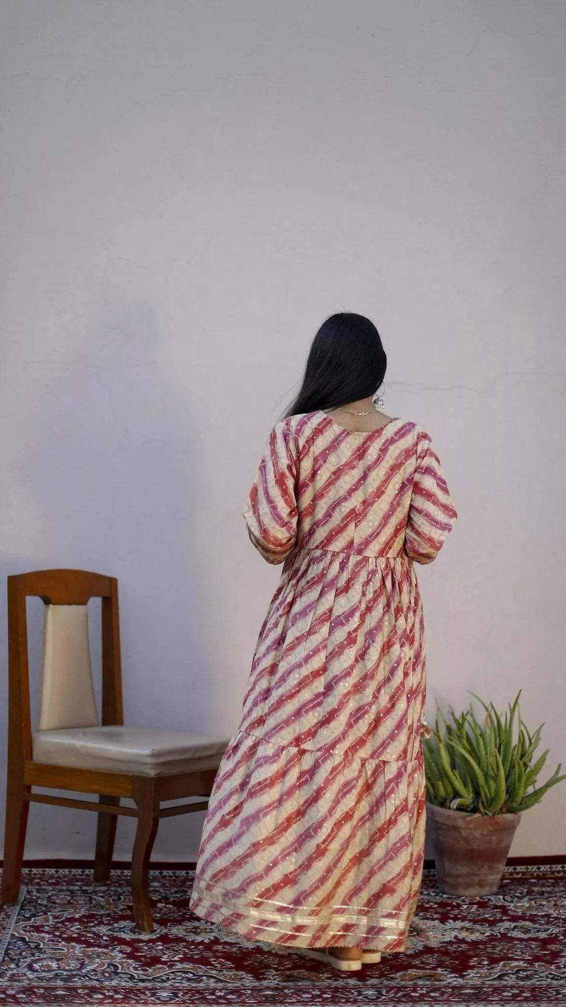 Muslin thread Work One Piece frock Style Kurti - M'Foks