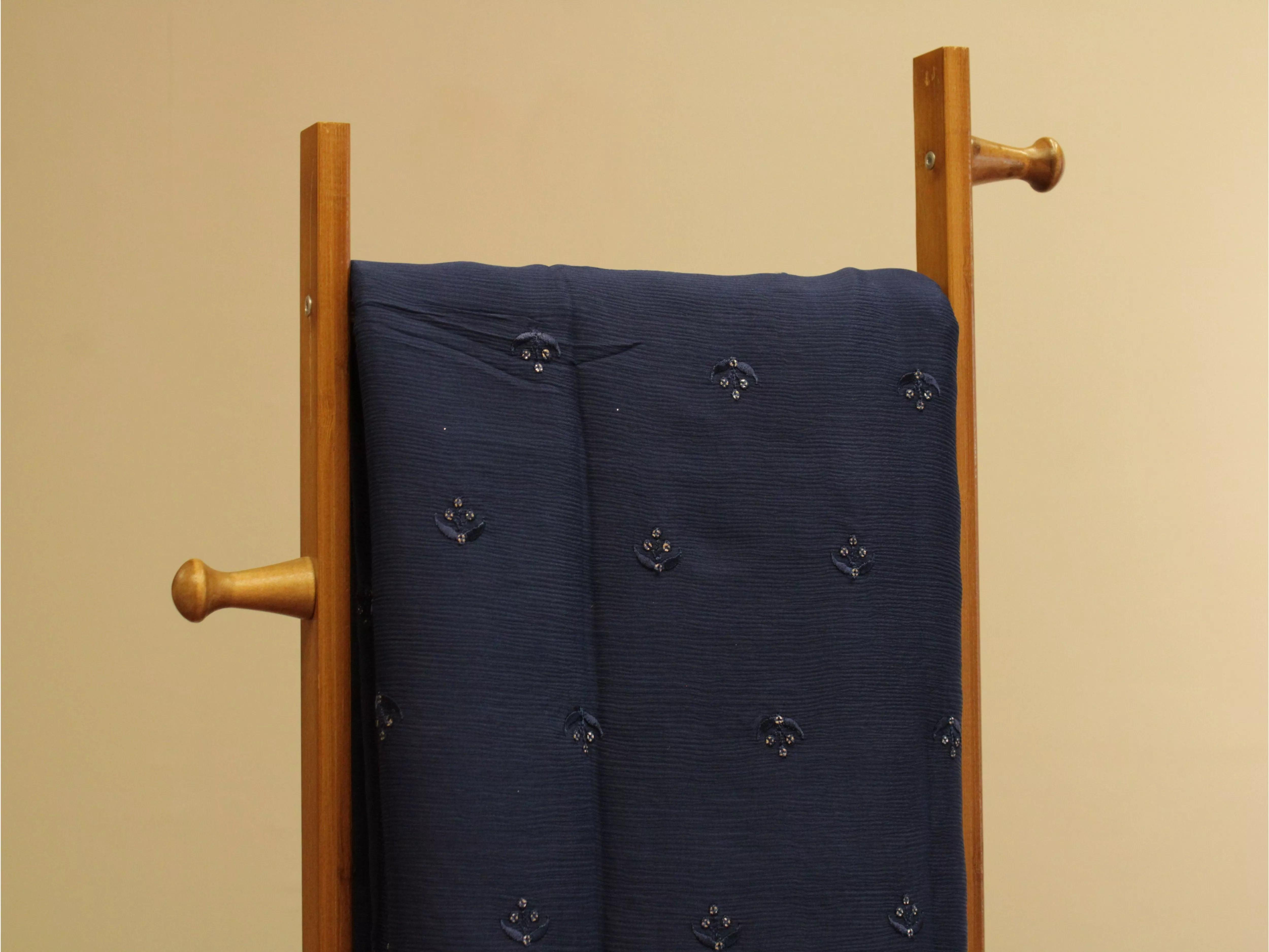 Pure Chinon Minimal Buti Work Fabric - Blue - M'Foks