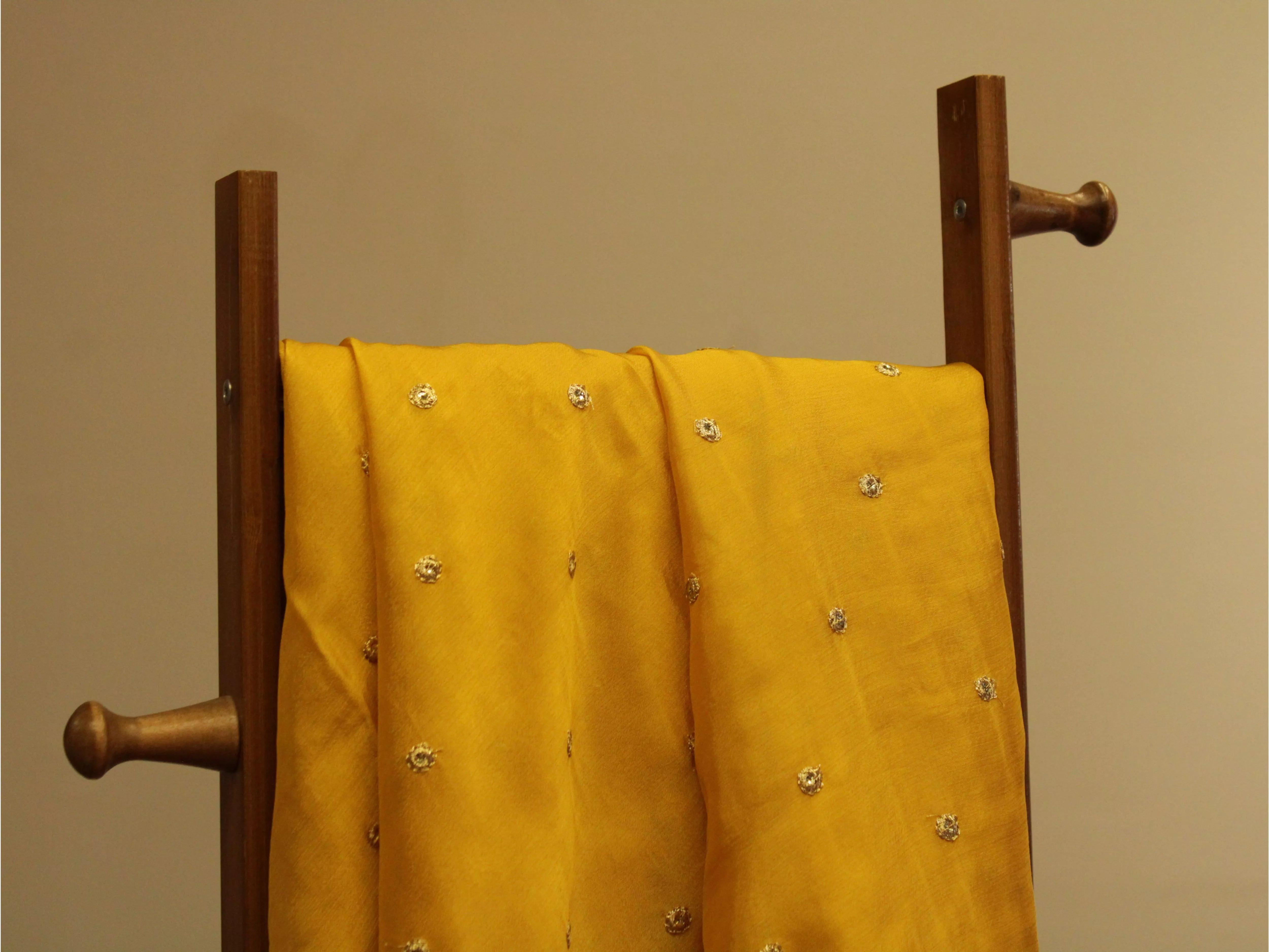 Pure Chinon Minimal Buti Work Fabric - Golden Yellow - M'Foks