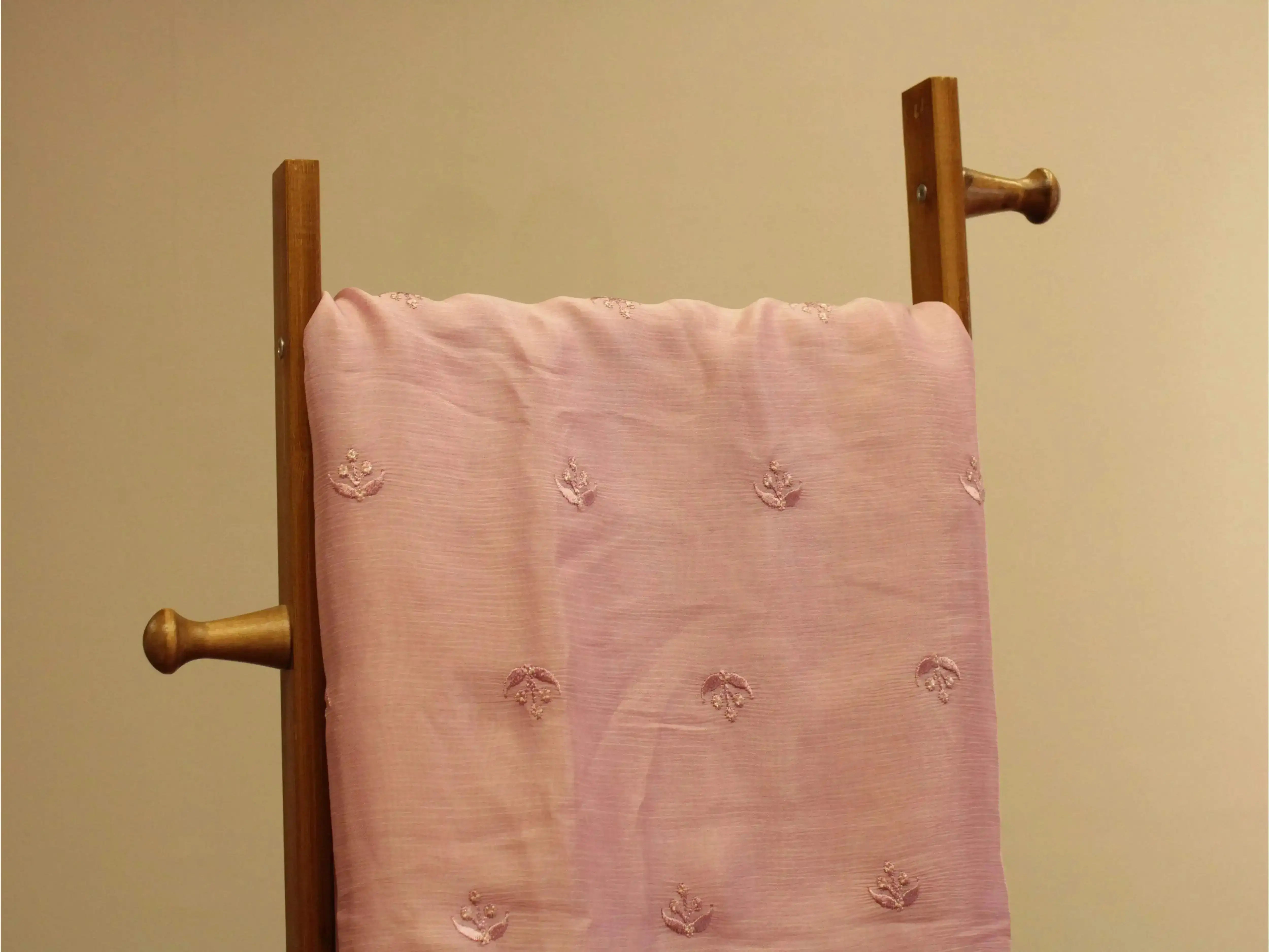 Pure Chinon Minimal Buti Work Fabric - Lavender Pink - M'Foks